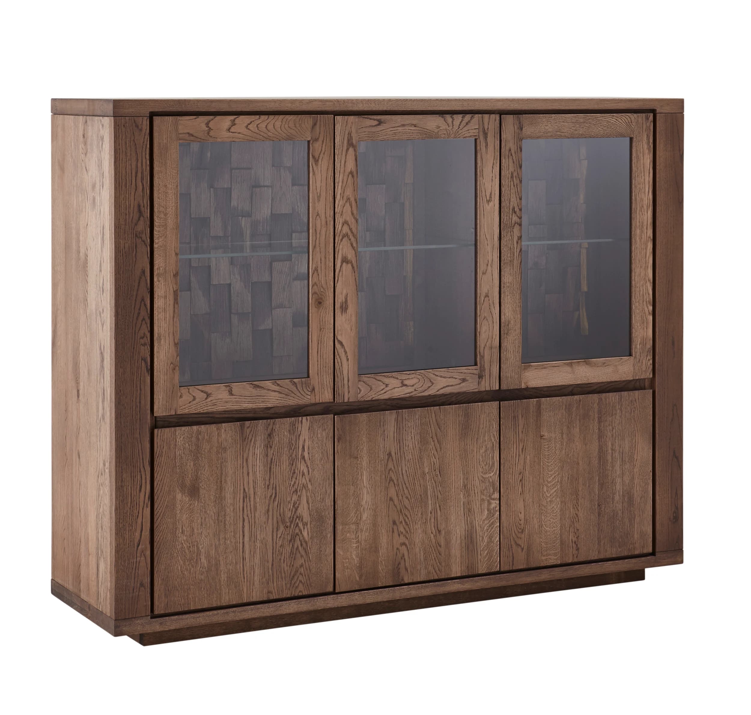 Highboard Bakersfield - Rückwand mit Holzschindeln, Asteiche, Barrrique