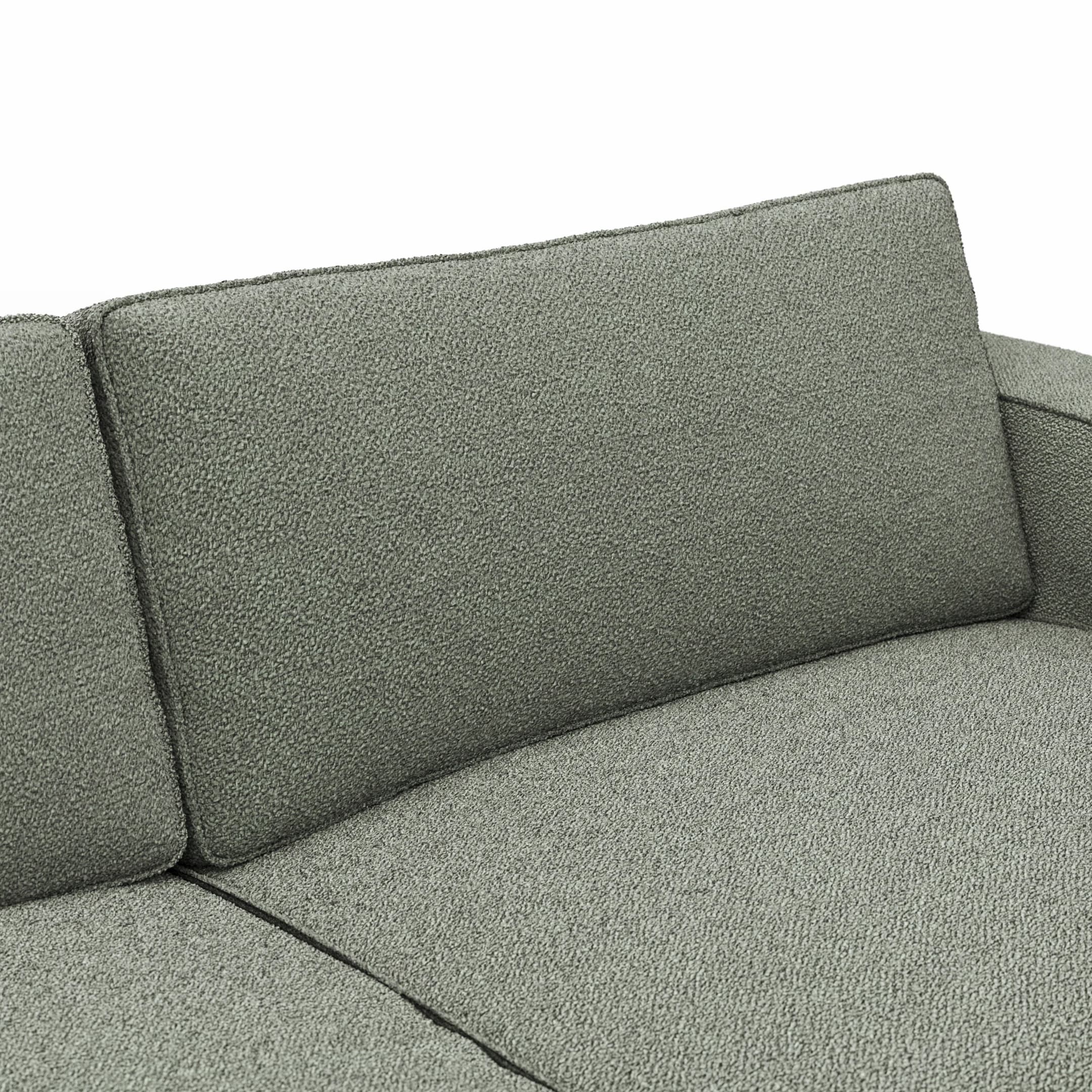 Ecksofa Lilaia - Chaise Longue XL mit 1,5-Sitzer XL rechts, Stoff, Olivgrün