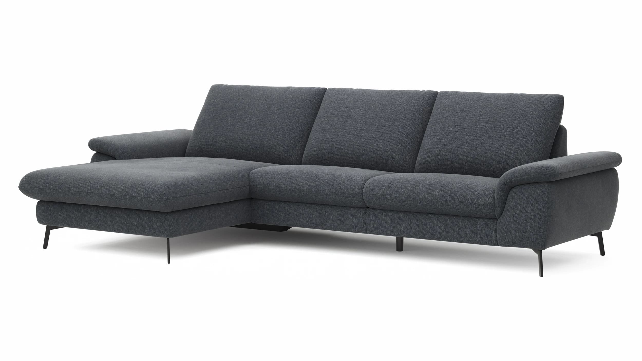 Ecksofa Gotera - Longchair links mit 1,5-Sitzer med. + 1,5-Sitzer med. rechts inkl. Rückenlehne verstellbar, Stoff, Anthrazit