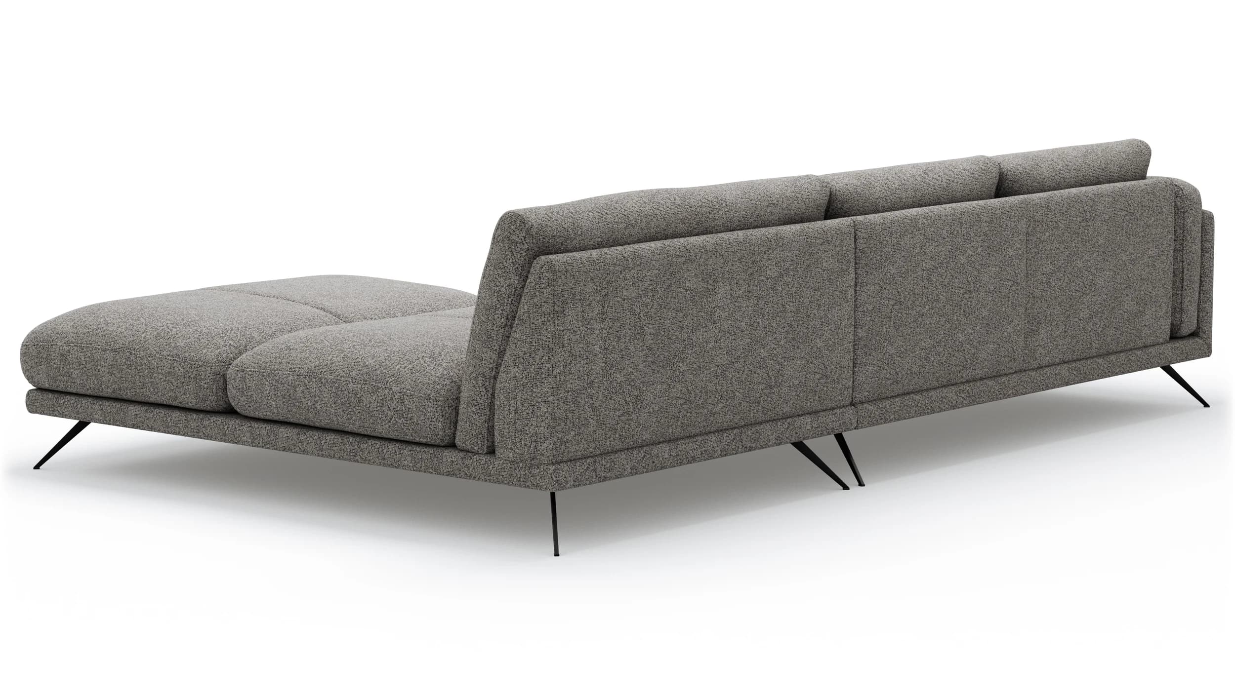 Ecksofa Valdemoro - 2,5-Sitzer mit Longchair rechts inkl. Rückenlehne verstellbar, Stoff, Grau