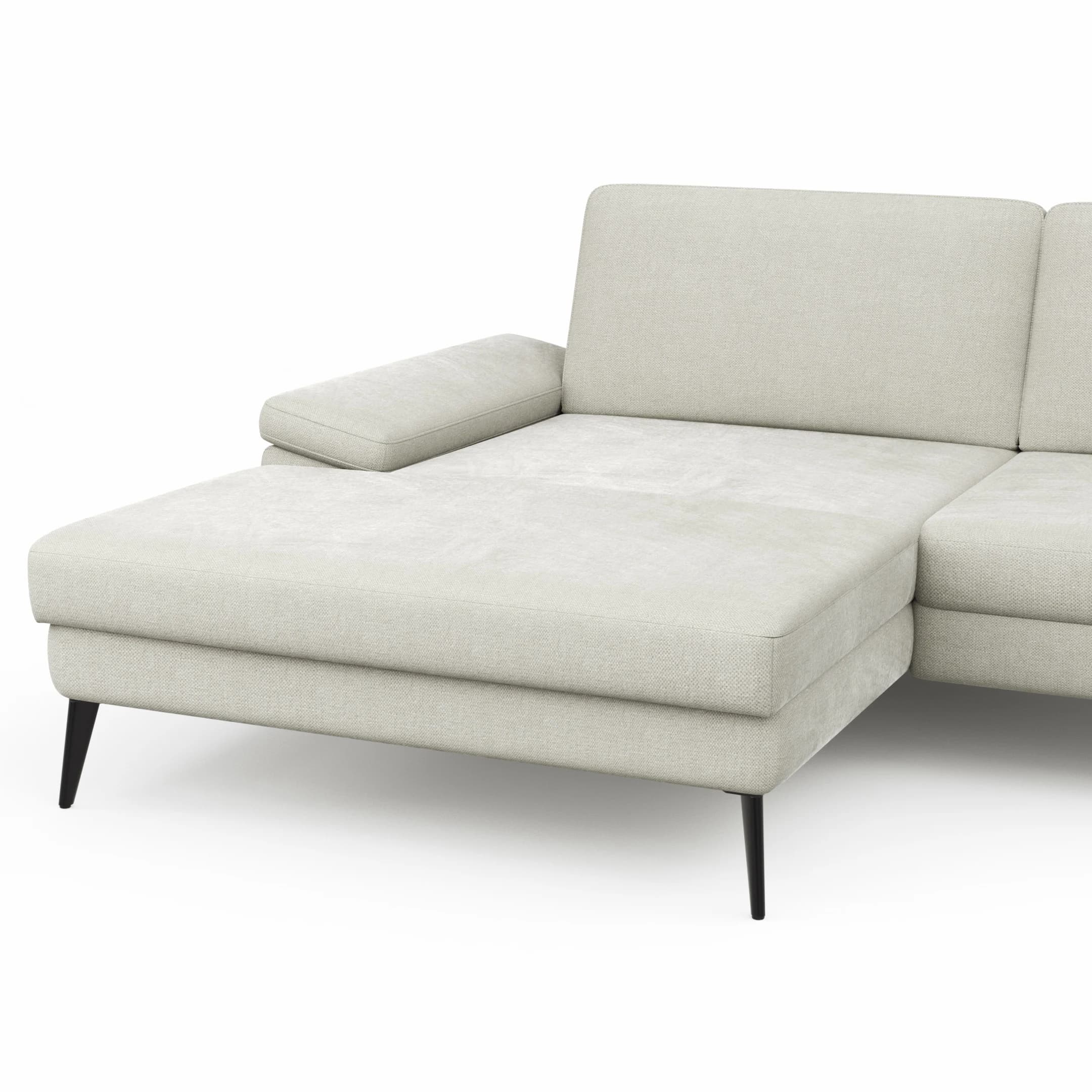 Ecksofa Houston - Longchair groß links mit 1,75-Sitzer, inkl. Sitztiefenverstellung und Armlehne klappbar, Stoff, Natur