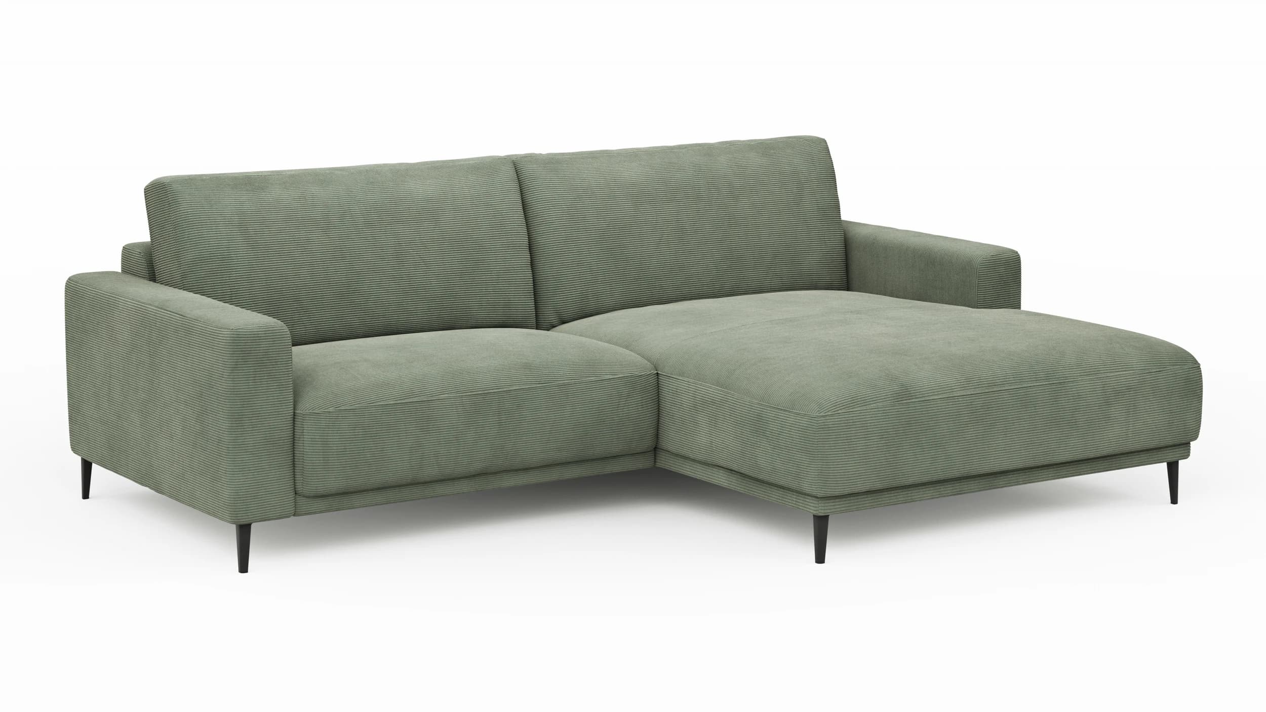 Ecksofa Solero 2.0 - 1,5-Sitzer mit Longchair rechts, Stoff, Olivgrün