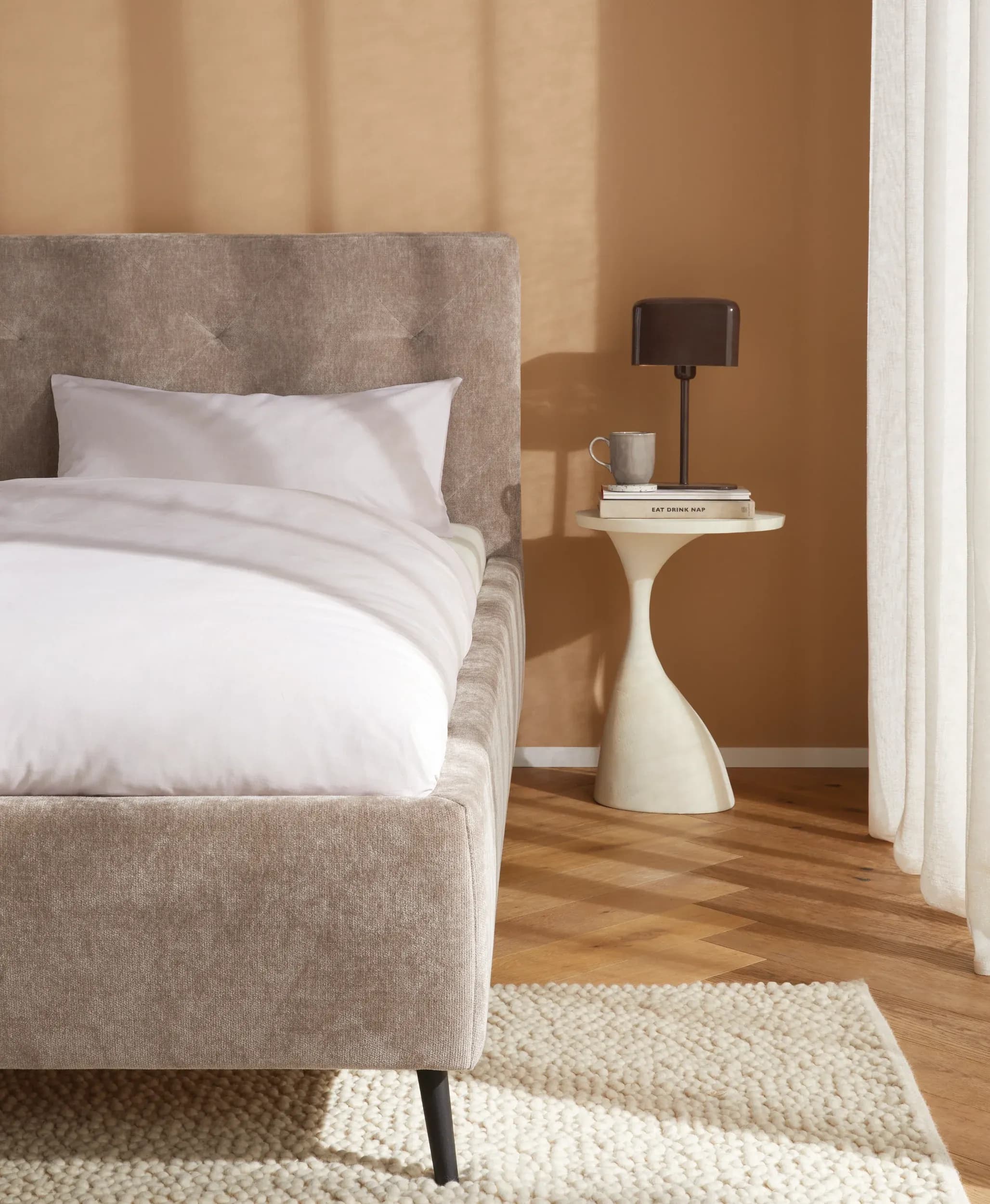 Bettgestell Coria - Liegefläche 180x200 cm, Stoff, Taupe