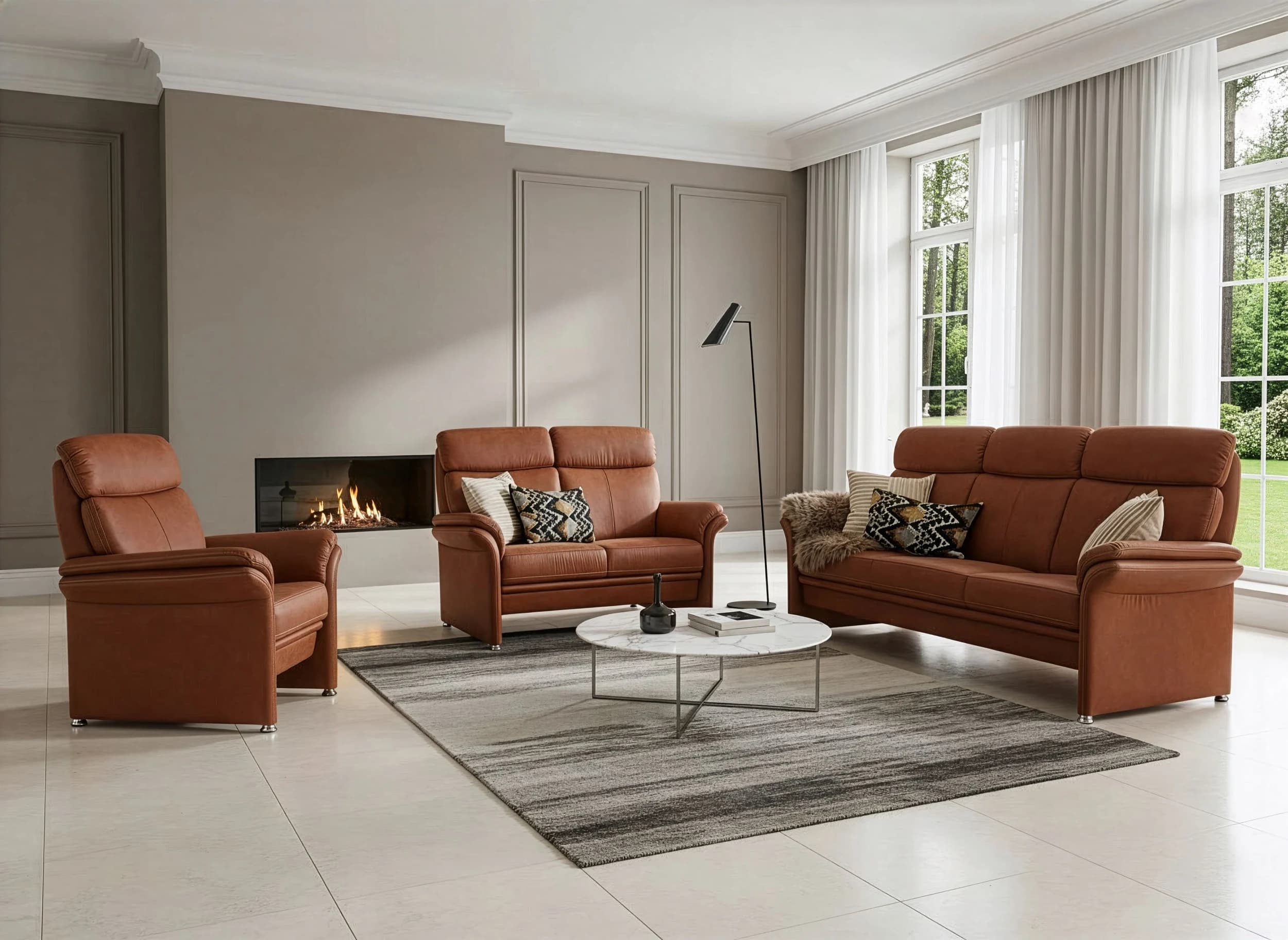 Sofa - 2-Sitzer, Stoff, Cognac