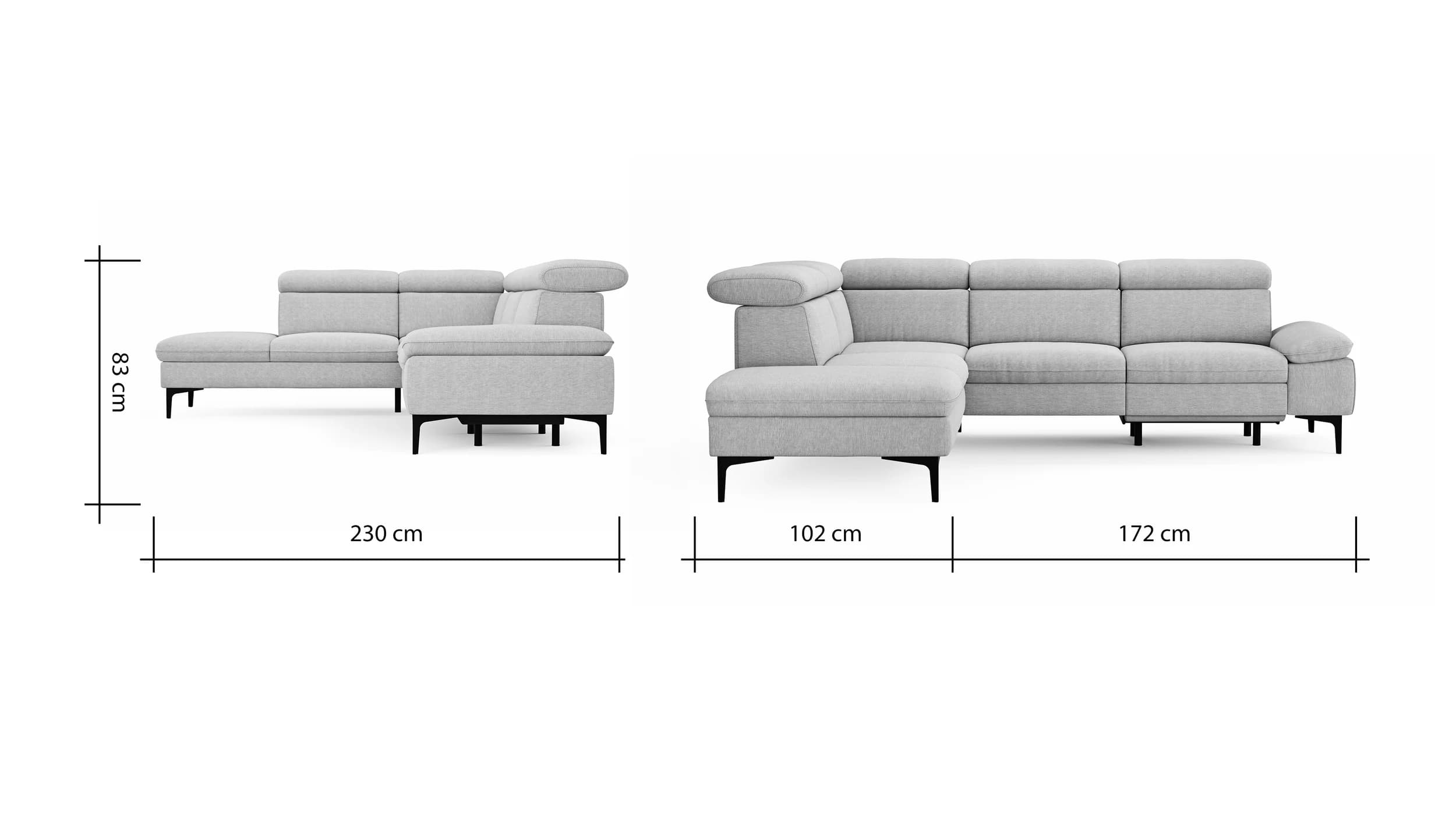 Ecksofa Felipa - Ecke links mit 2,5-Sitzer inkl. Armlehne verstellbar und Rückenlehne/Sitztiefe verstellbar (motorisch), Stoff, Natur