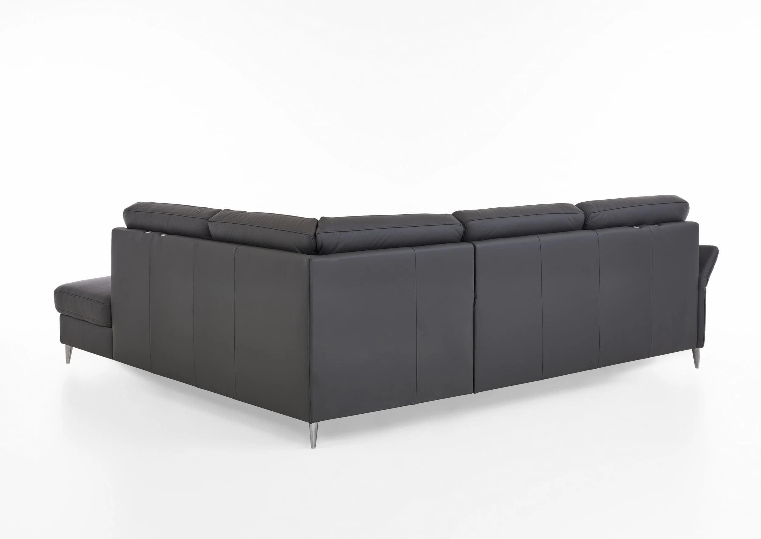 Ecksofa - 3-Sitzer mit Ecke rechts, Leder, Anthrazit