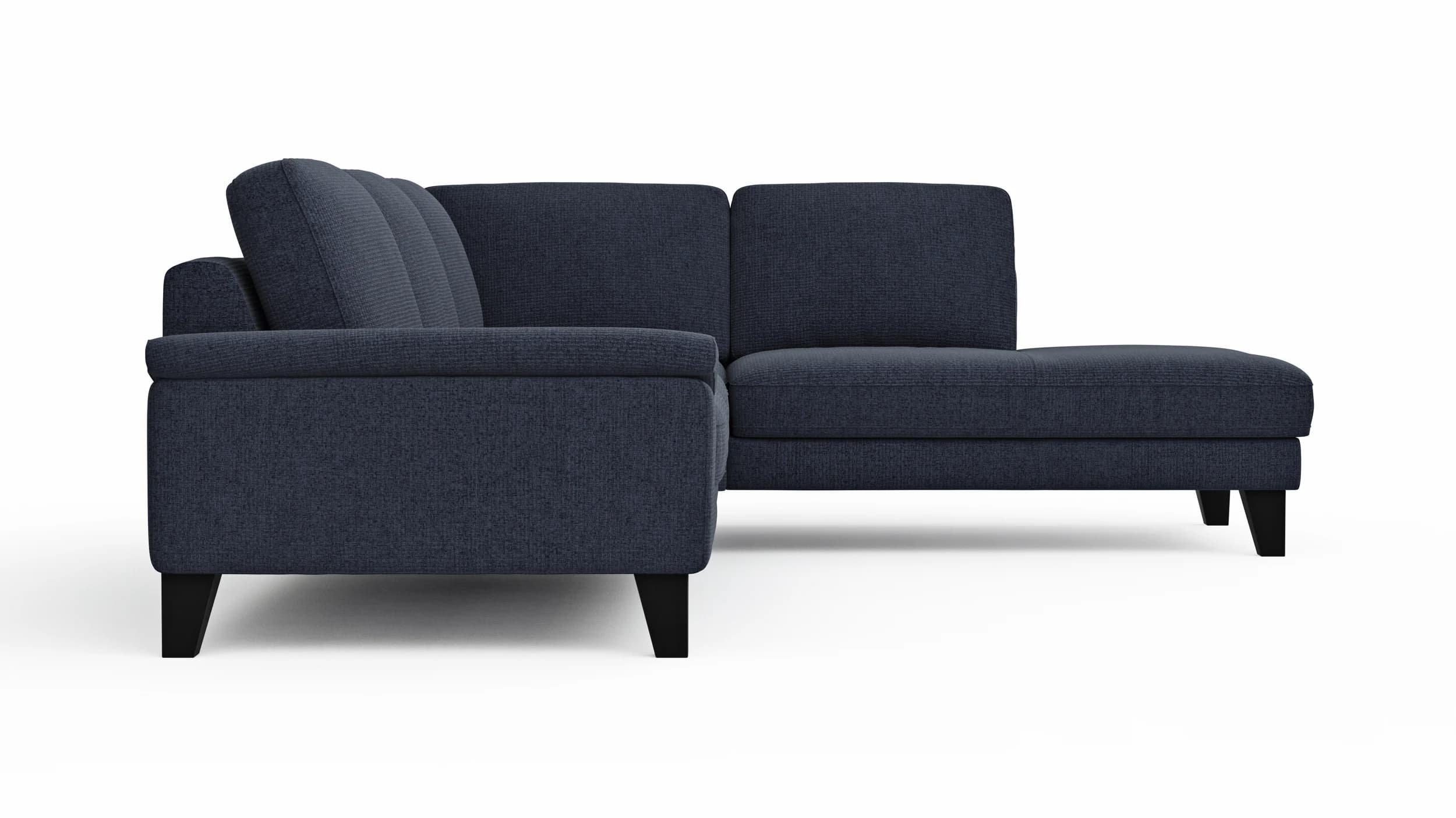 Ecksofa Oviedo - 2,5-Sitzer mit Ecke rechts, Stoff, Dunkelblau