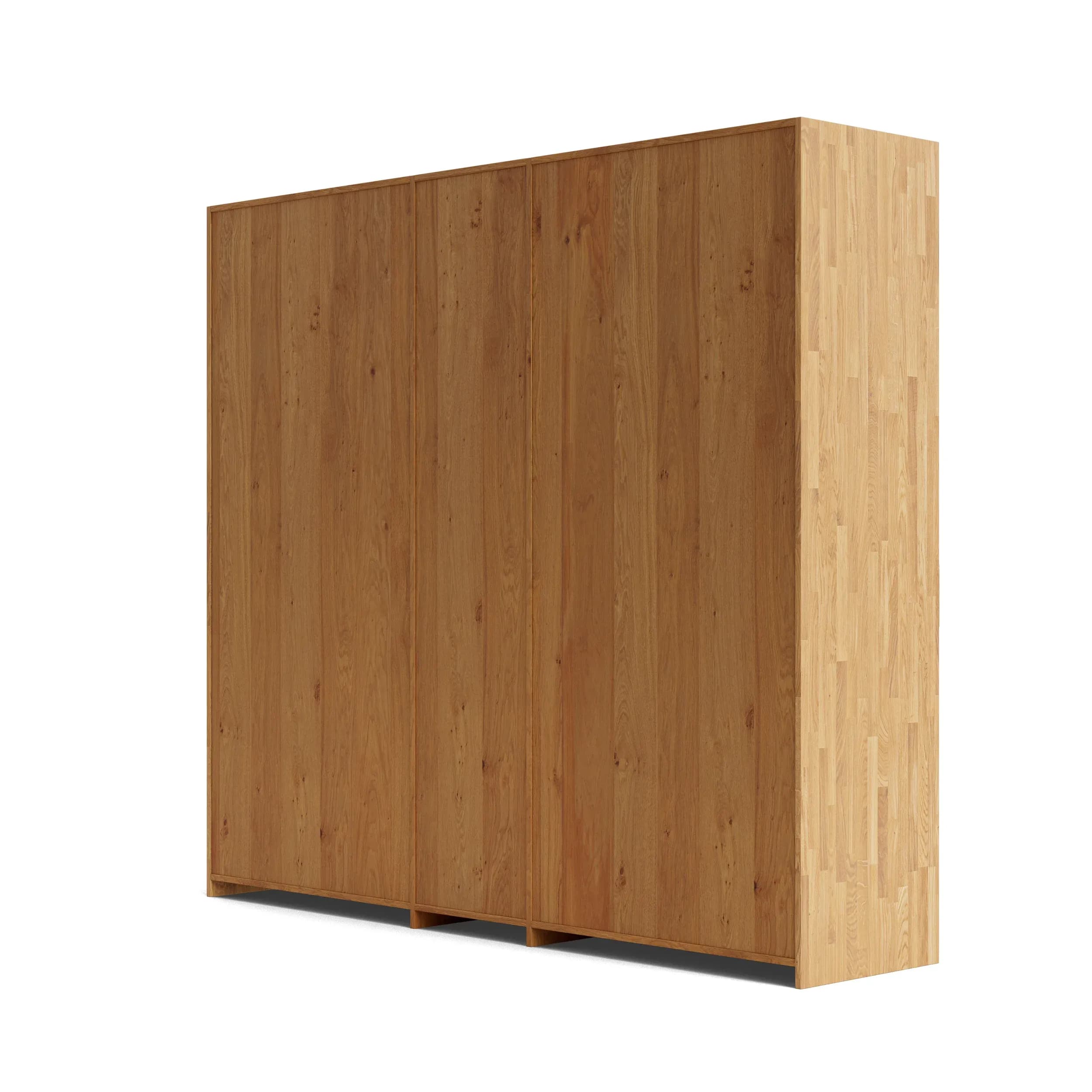 Drehtürenschrank Baltimore - B ca. 244 cm, Wildeiche massiv, Glas Cremeweiß matt