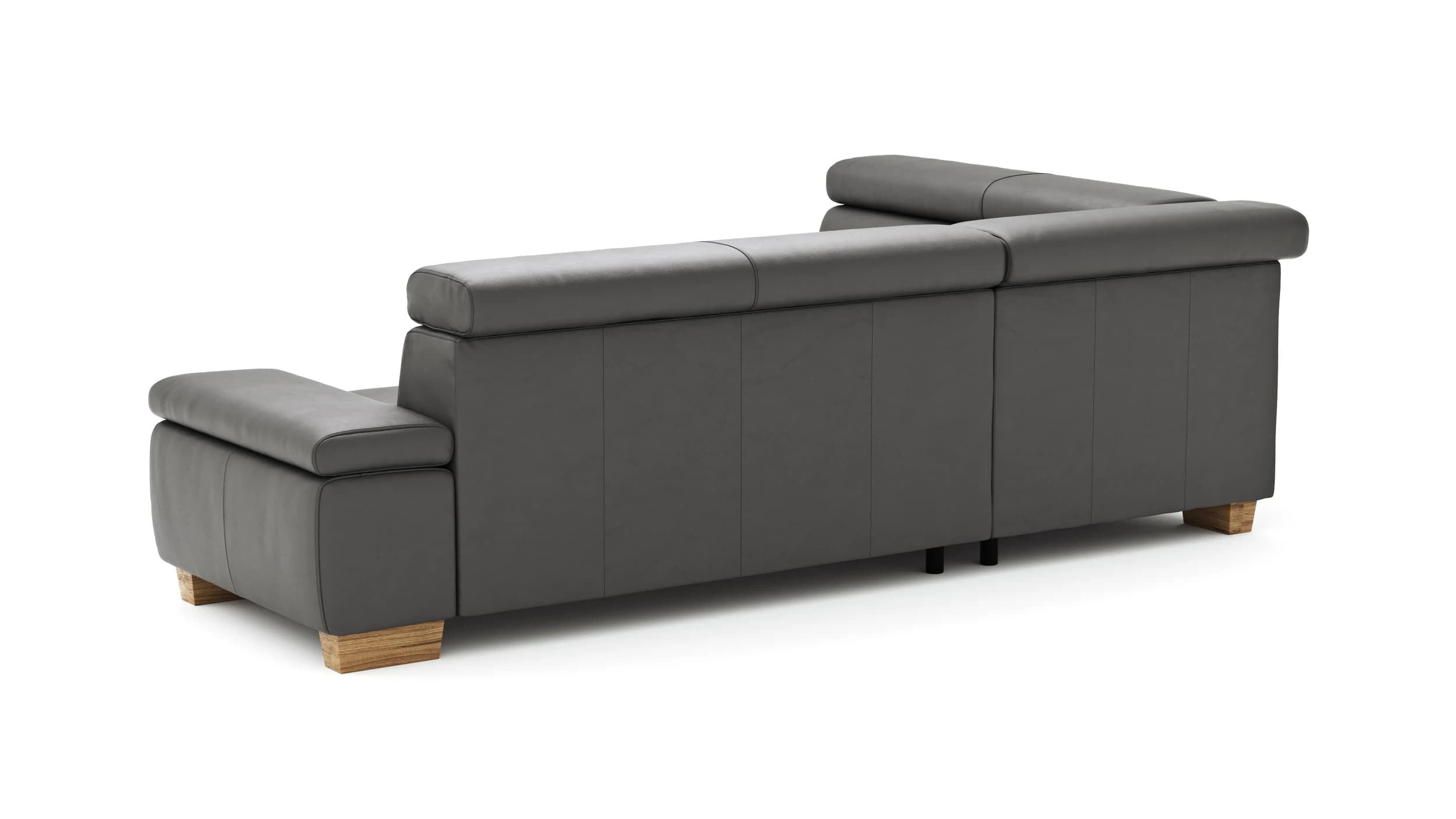 Ecksofa Philadelphia - Ecke links, 2,5-Sitzer, Kopfteil verstellbar (manuell), Sitzvorzug (motorisch),  Leder, Anthrazit