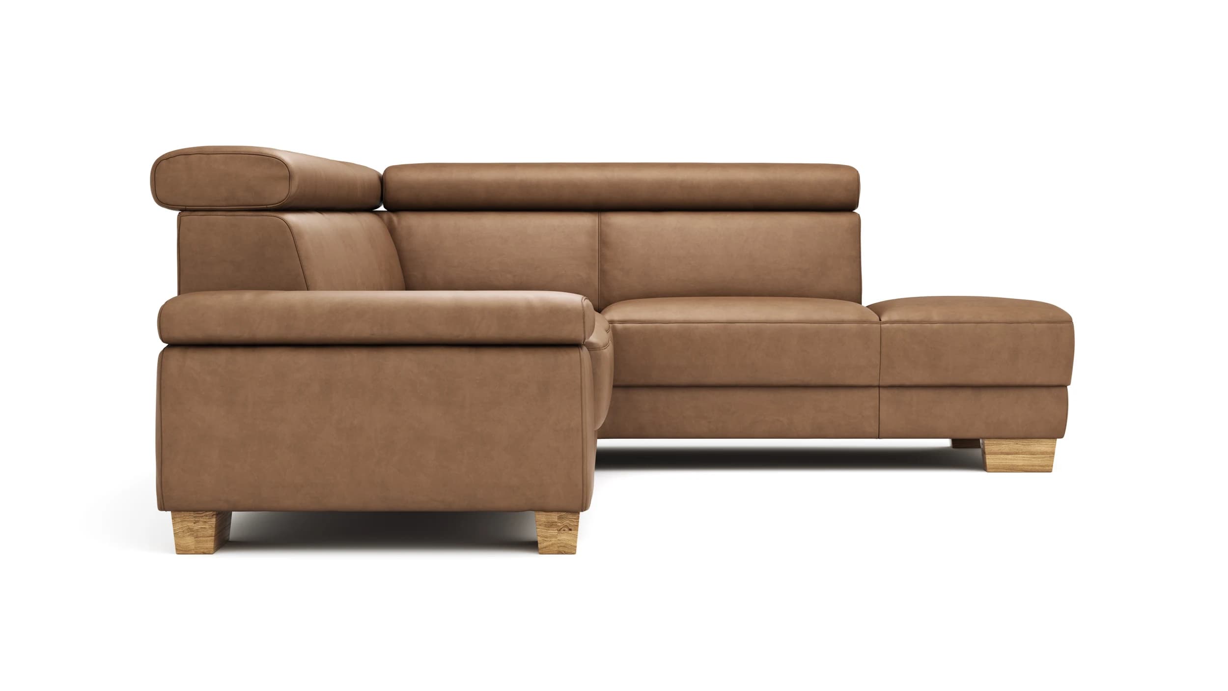 Ecksofa Philadelphia - 2,5-Sitzer, Ecke rechts, Kopfteil verstellbar (manuell), Sitzvorzug (motorisch),  Stoff, Braun