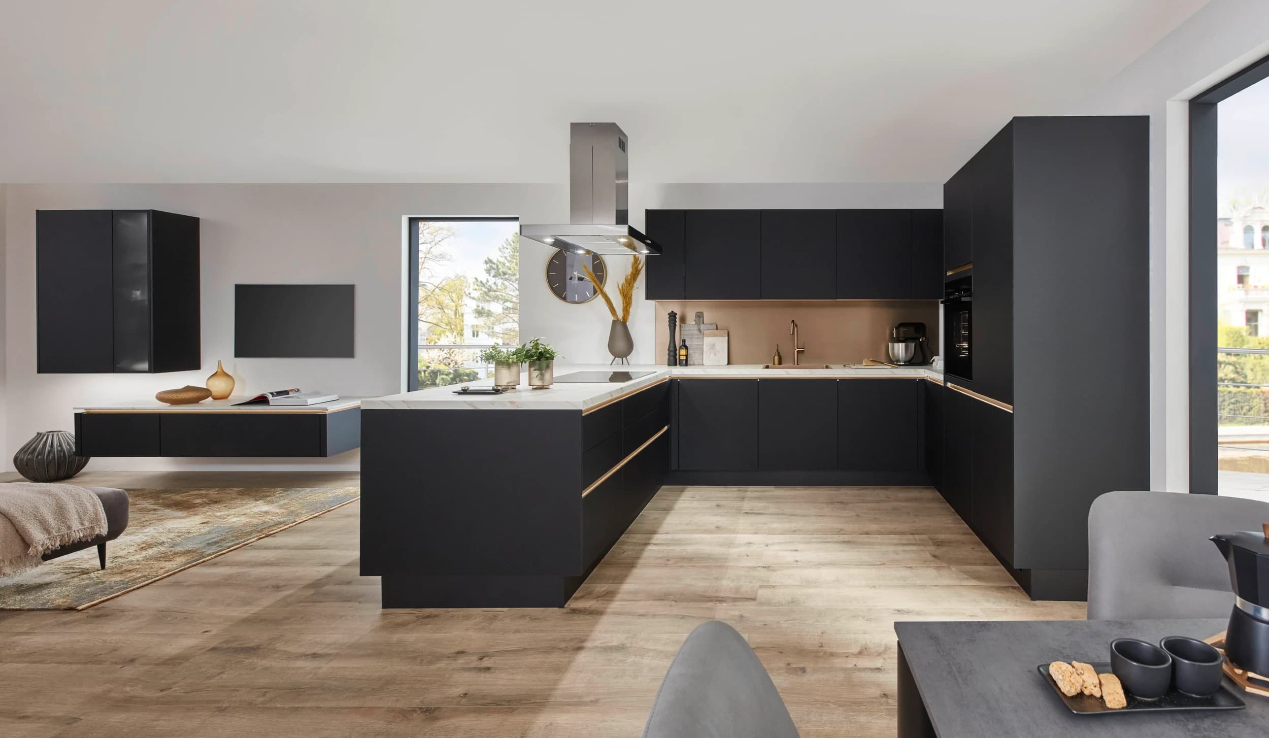 Inselküche EM Riva 2 325,Beton Terragrau