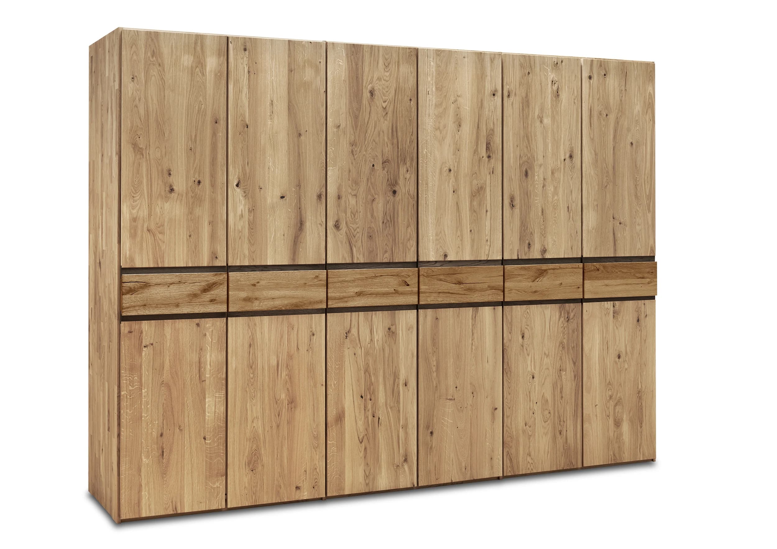 Drehtürenschrank Baltimore - B ca. 292 cm, Wildeiche massiv, natur geölt