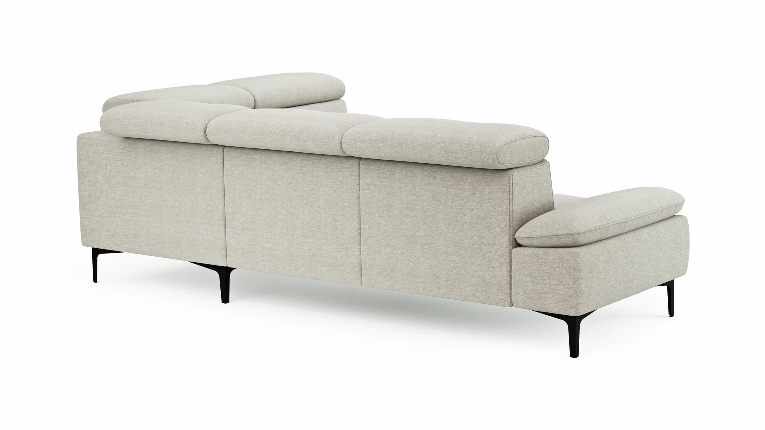 Ecksofa Felipa - 2,5-Sitzer mit Ecke rechts inkl. Kopfteil verstellbar, Stoff, Natur