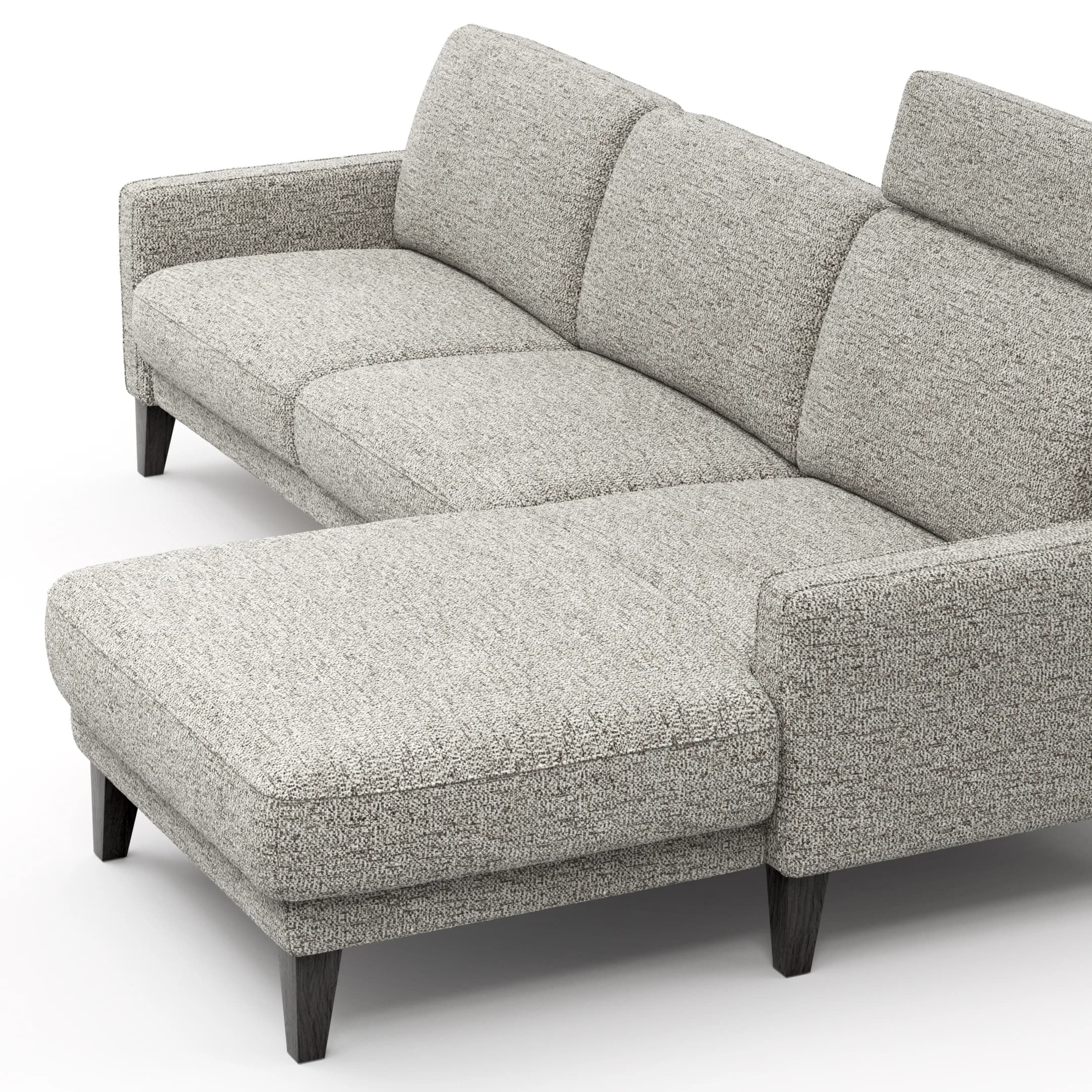 Ecksofa Matero - 2,5-Sitzer mit Longchair rechts inkl. Relaxfunktion motorisch, Stoff, Graubeige