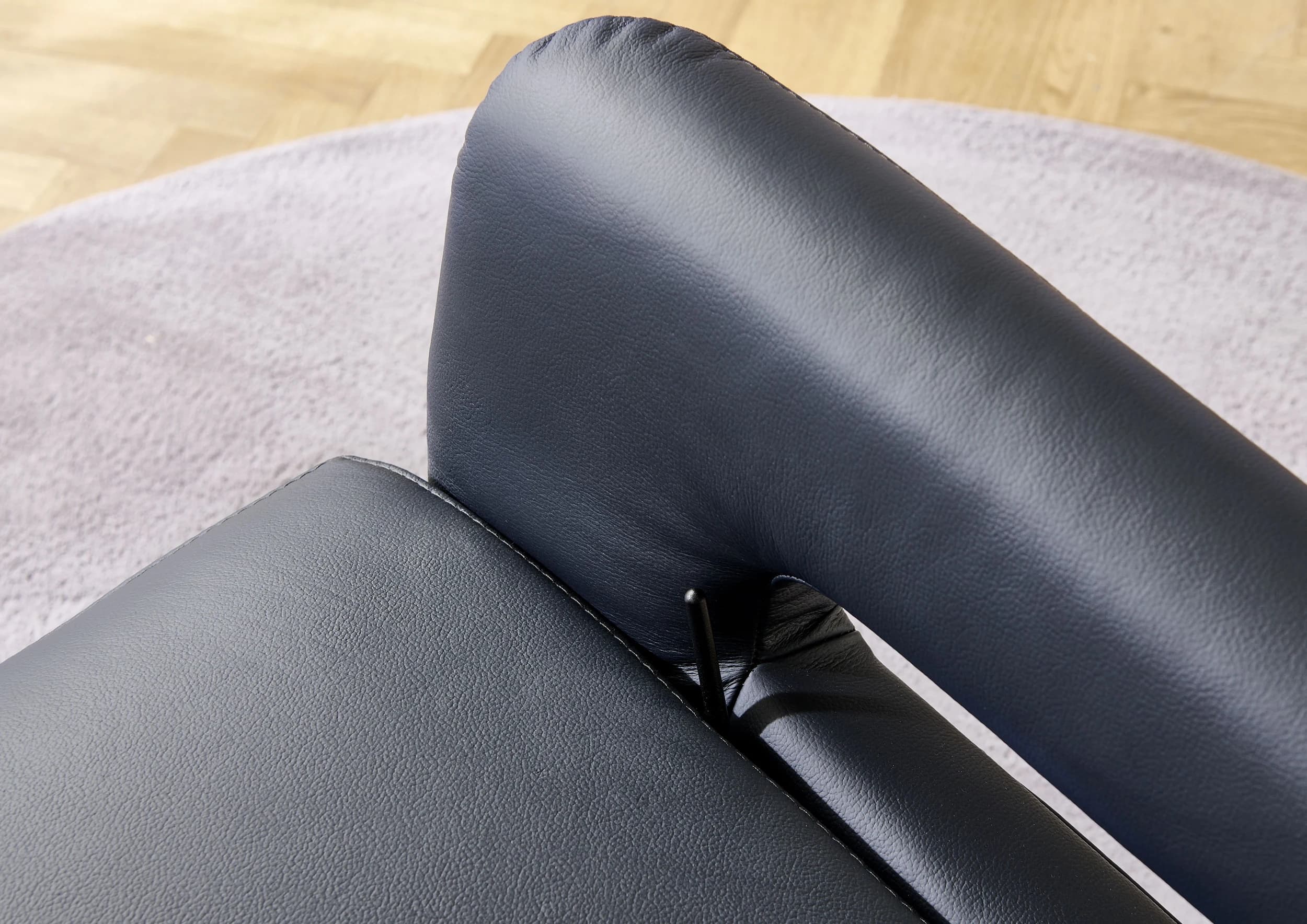 TV-Sessel - Größe M, Relaxfunktion, Kopfteil verstellbar, Leder, Dunkelblau