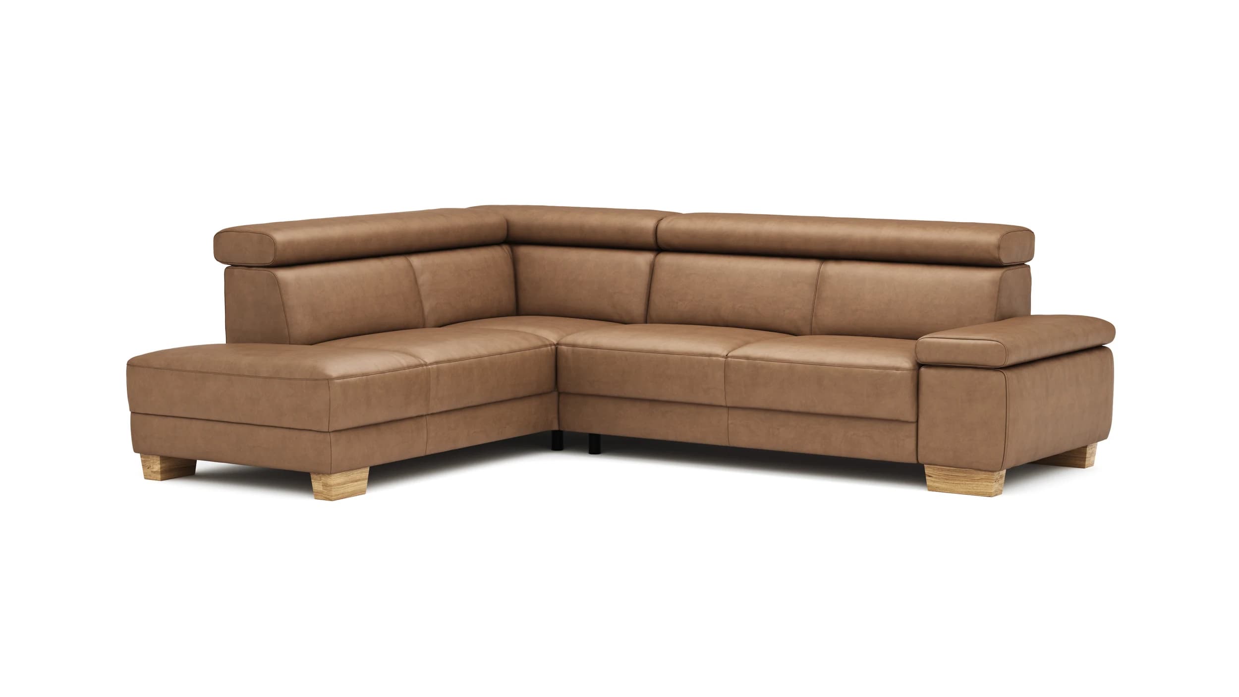 Ecksofa Philadelphia - Ecke links, 2,5-Sitzer, Kopfteil verstellbar (manuell), Sitzvorzug (motorisch),  Microfaser, Braun