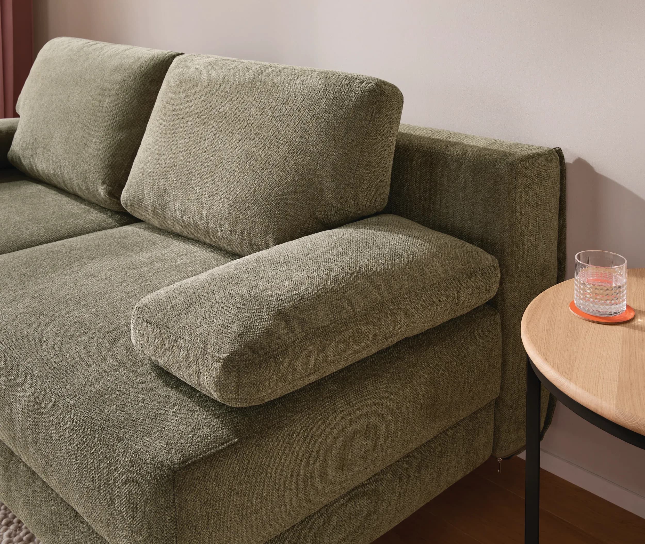Schlafsofa Carmona - 2-Sitzer inkl. Schlaffunktion und Bettkasten, Stoff, Grün