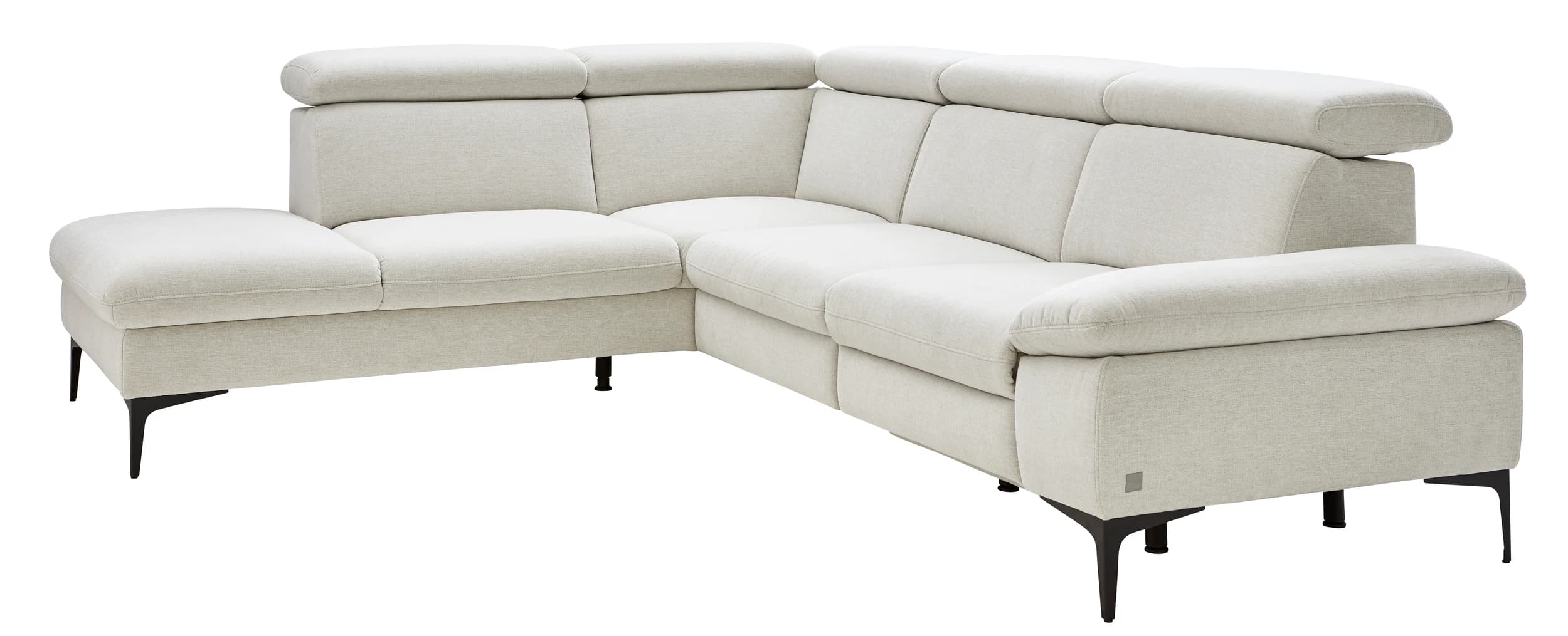 Ecksofa Felipa - Ecke links mit 2,5-Sitzer inkl. Relaxfunktion (motorisch) und Kopfteil verstellbar, Stoff, Natur