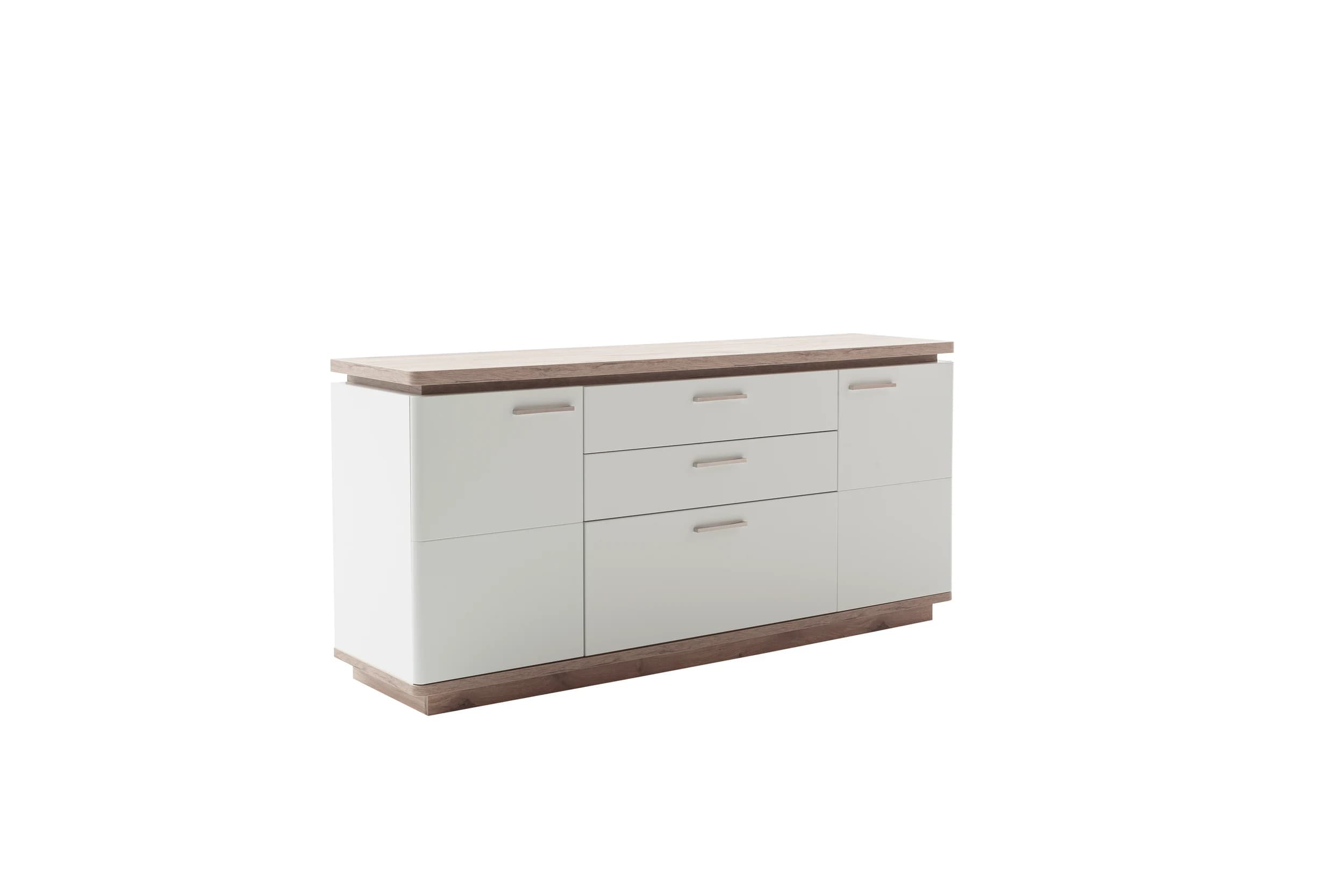 Sideboard - Weiß, Absetzung Eiche