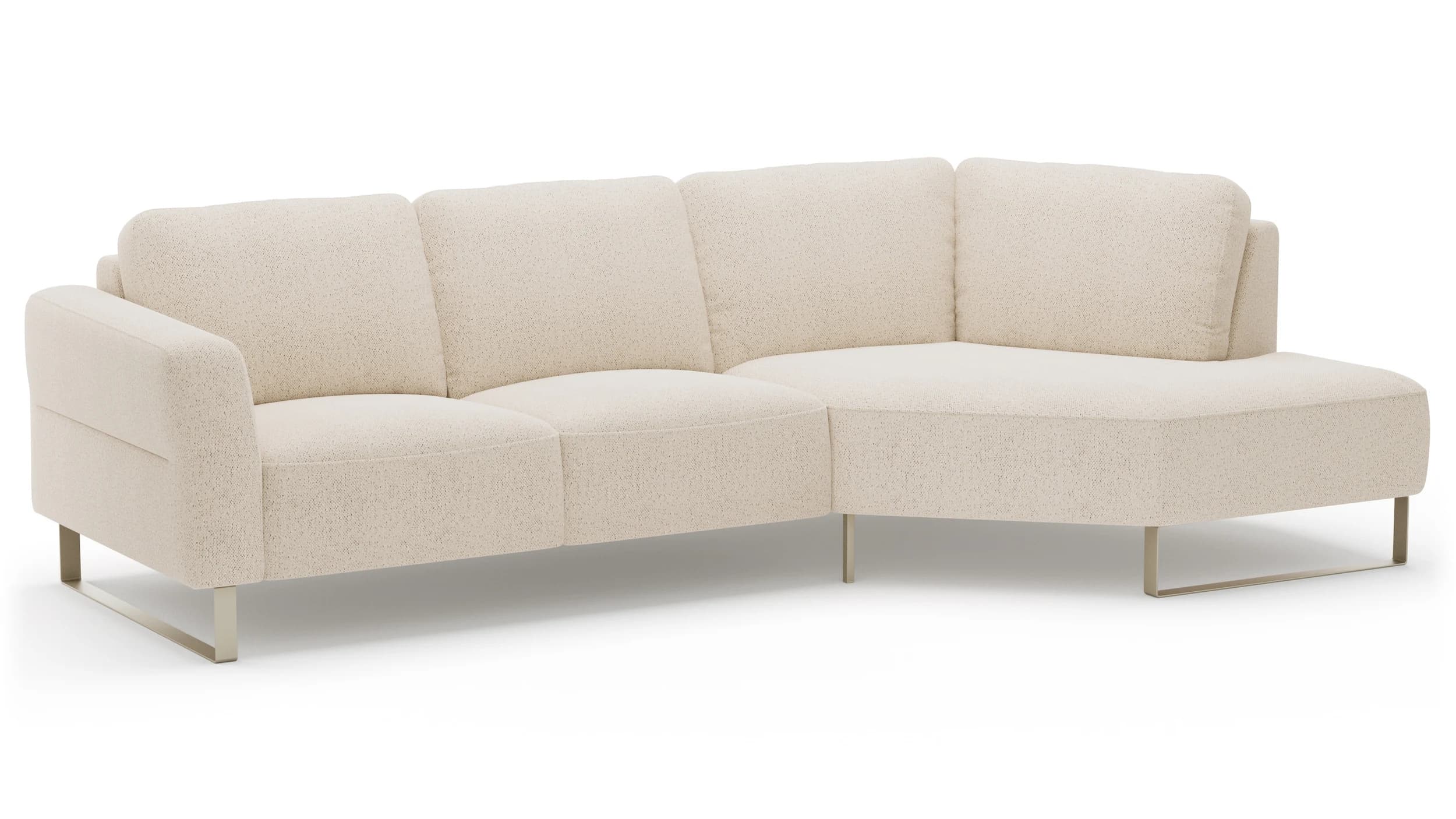Ecksofa Leona - 2,5-Sitzer mit Ecke rechts, Stoff, Creme