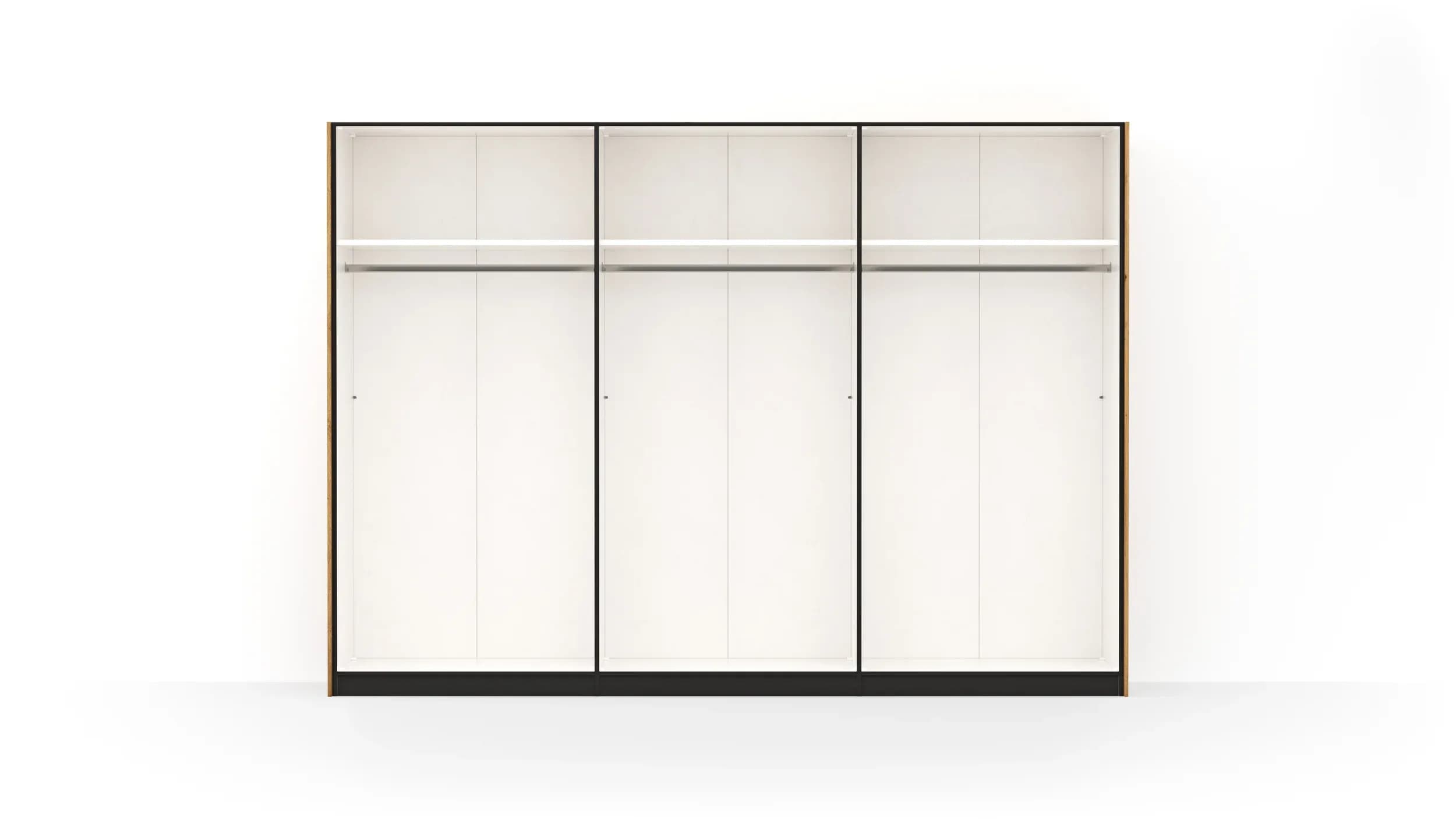 Drehtürenschrank Colorado - B ca. 307 cm, Glas, Hellgrau matt