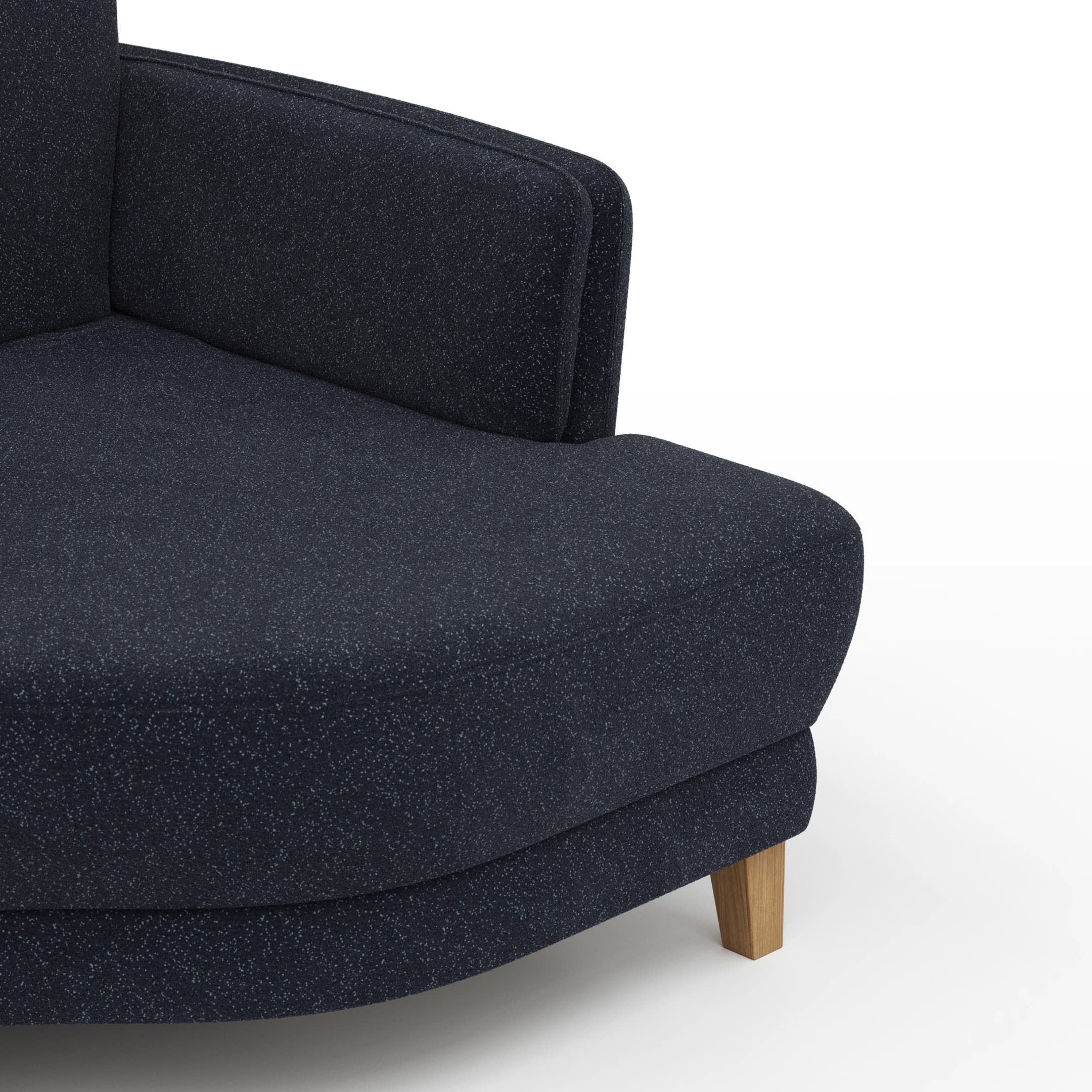 Sofa Stamford - Ecksofa 2-sitzig und Abschlusshocker links mit 3,5-Sitzer, Bogen rechts, Stoff, Dunkelblau
