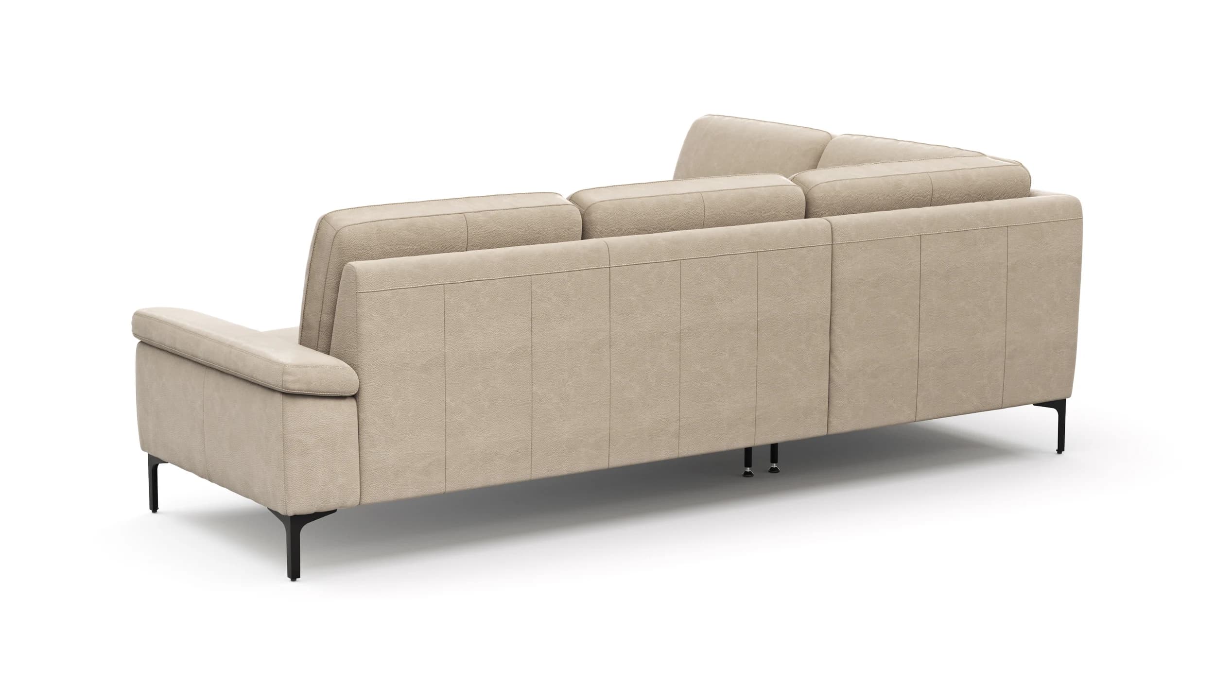 Ecksofa Matero - Ecke mit 2-Sitzer rechts, Leder, Taupe