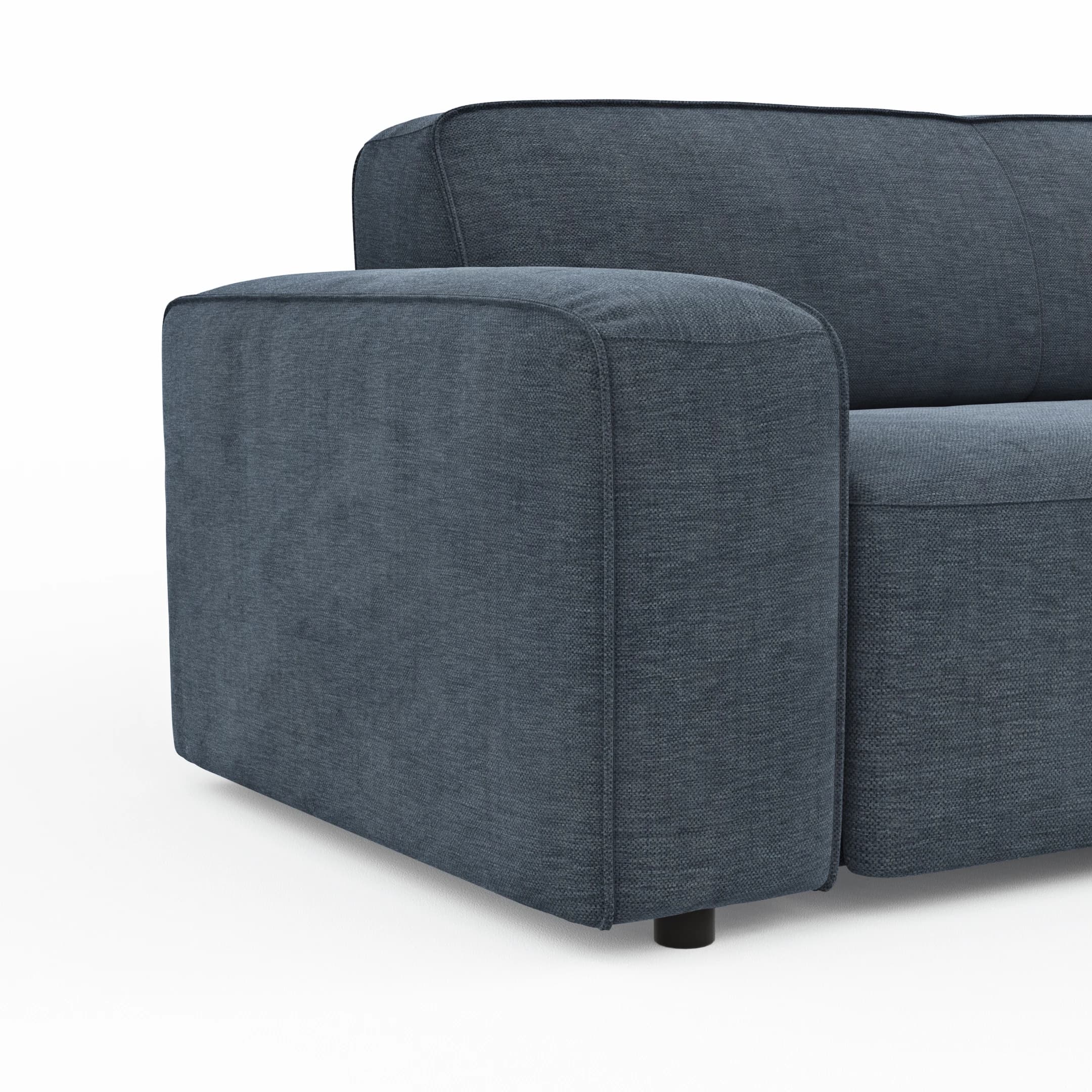 Ecksofa Denver - 2,5-Sitzer mit Longchair rechts, Stoff, Blau