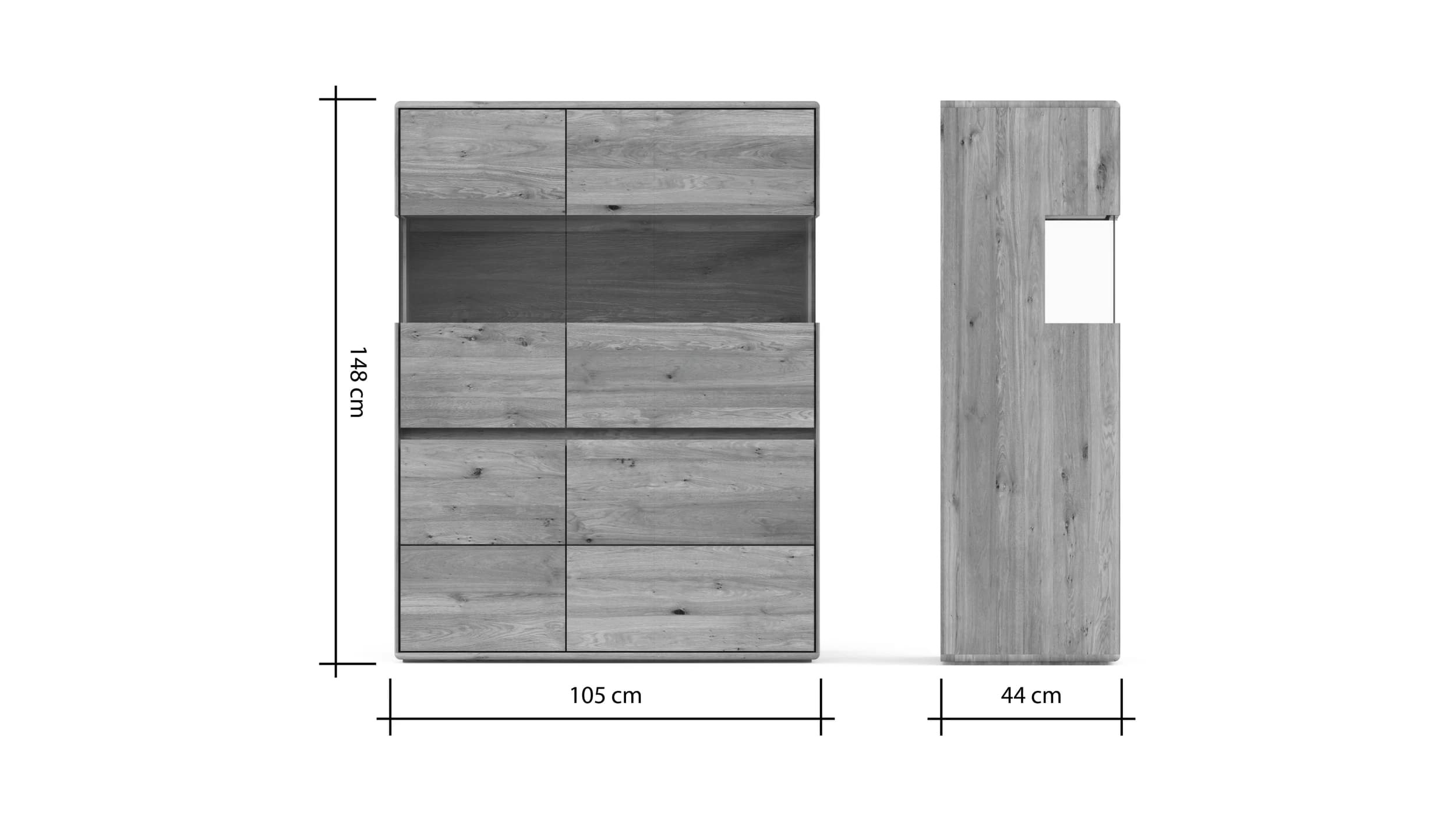 Highboard Hillsboro - Wildeiche natur, geölt