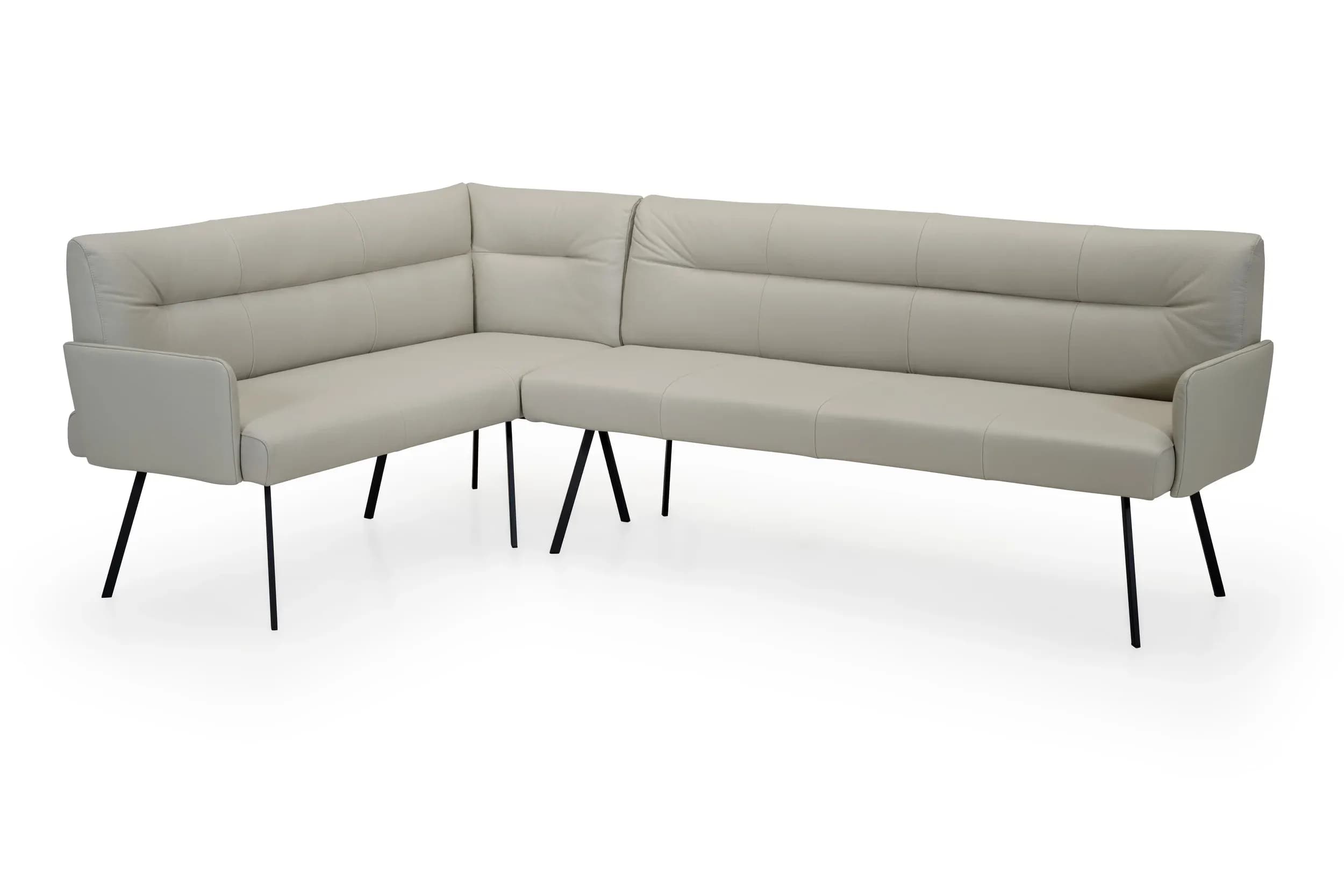 Eckbank - Stellfläche ca. 165x245 cm, Leder, Silbergrau