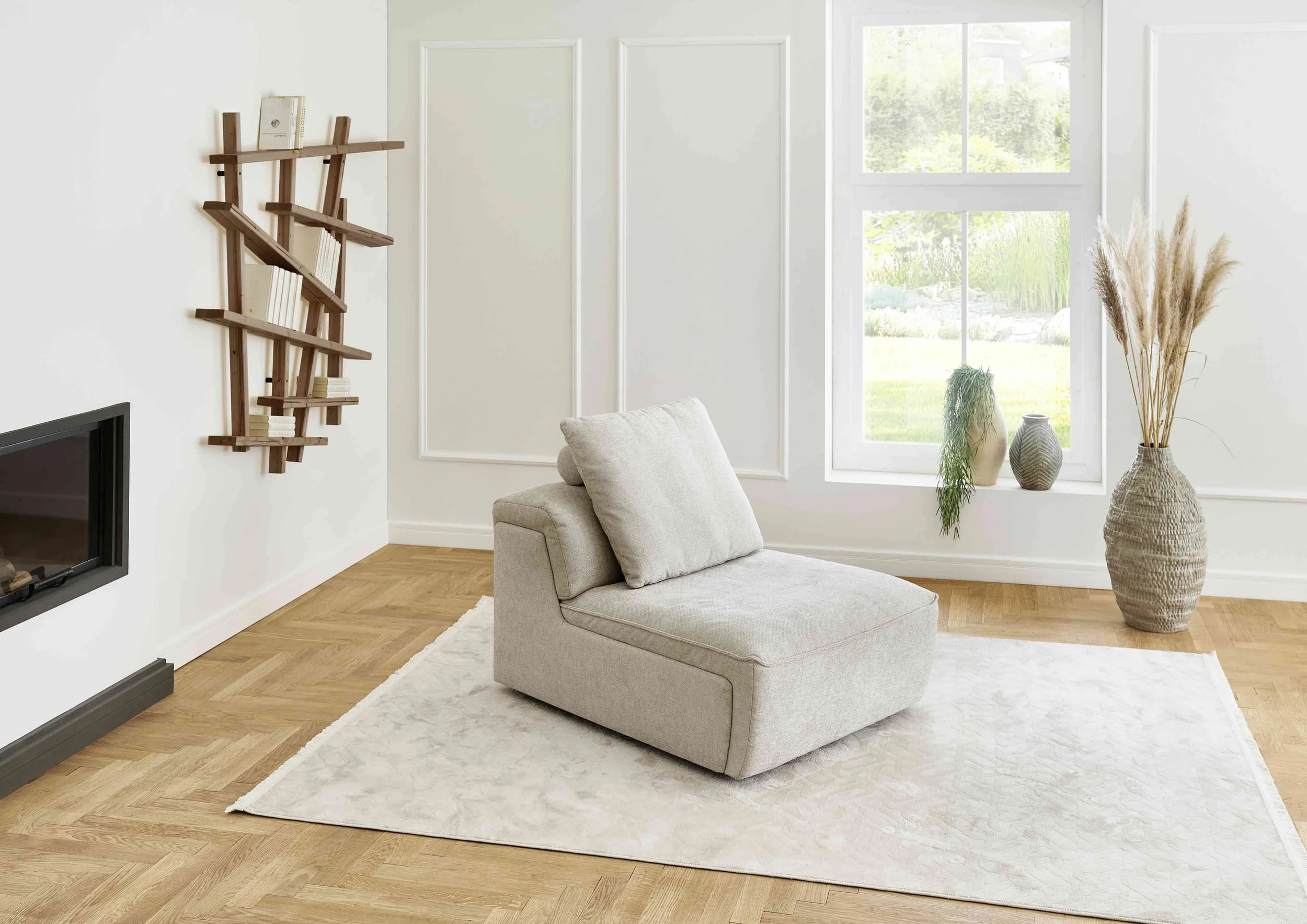 Sessel - inkl. Kissen mit Rolle, Stoff, Natur