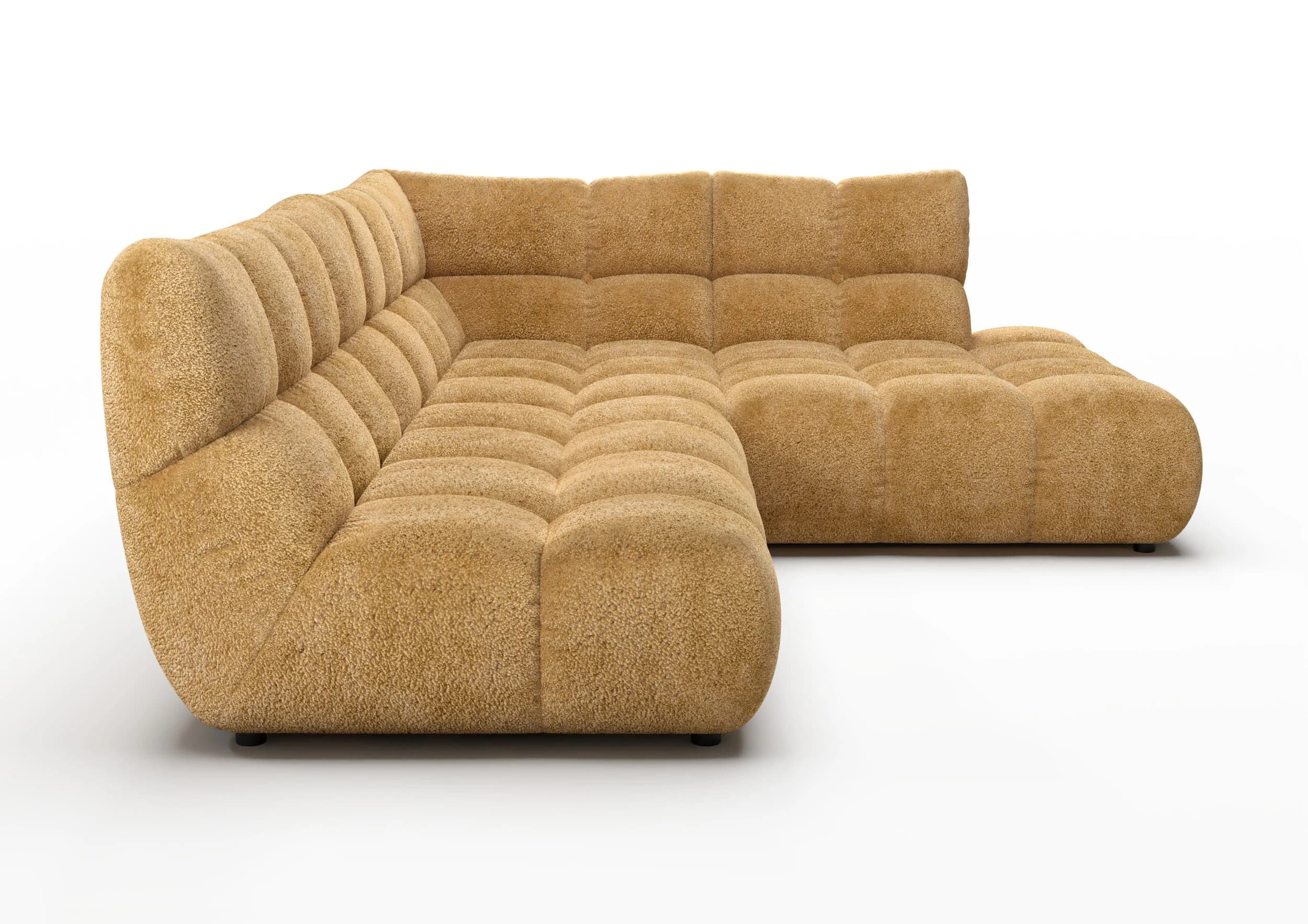 Ecksofa - 2-Sitzer mit Ecke rechts, Stoff, Goldfarben