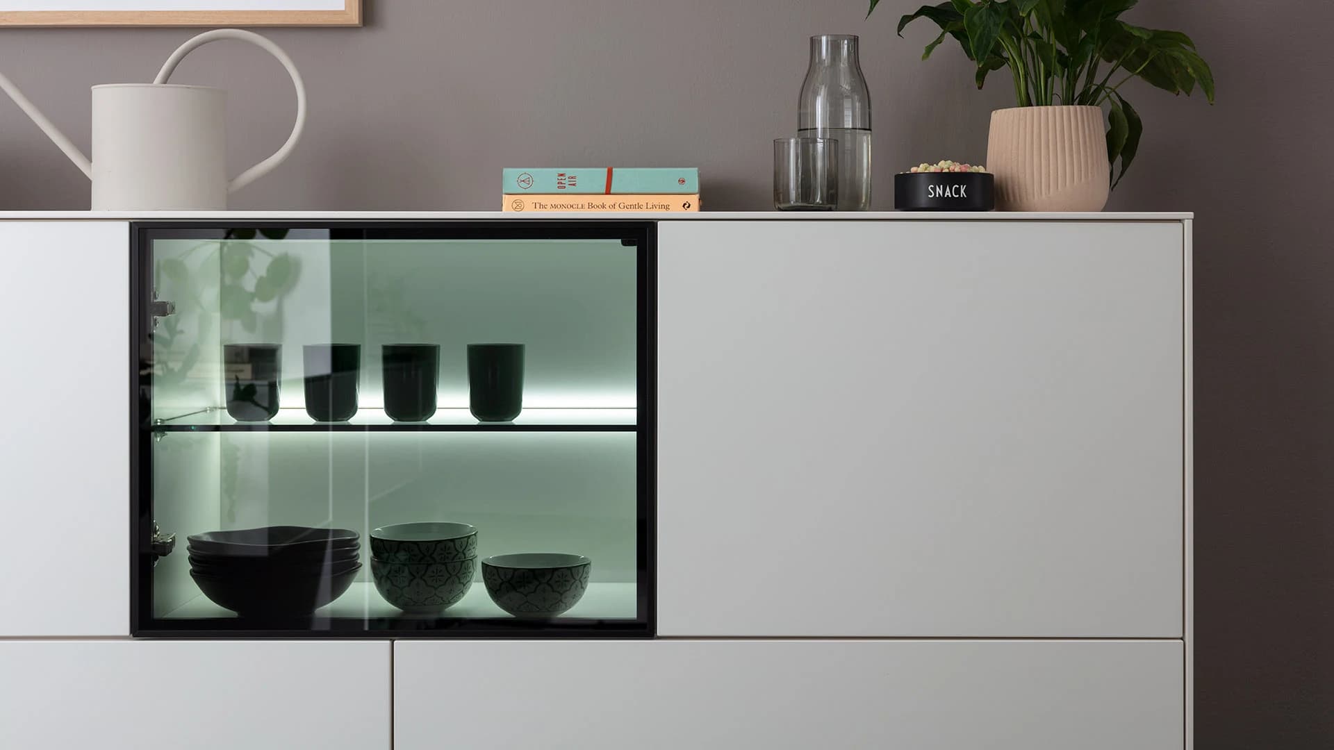 Sideboard Medio - inkl. Beleuchtung, Lack, Weiß