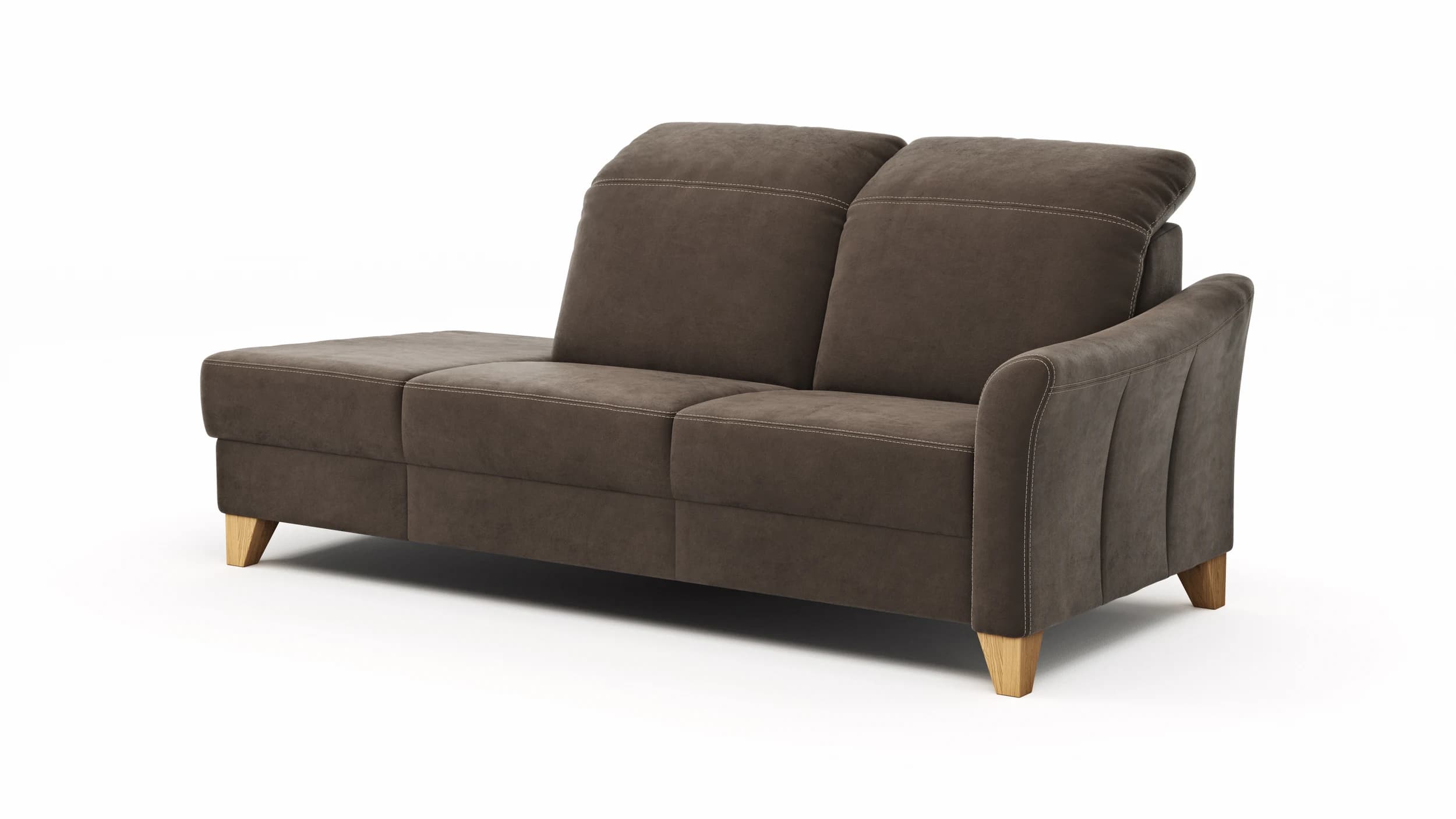 Sofa Canterbury - Recamiere rechts, Stoff, Dunkelbraun