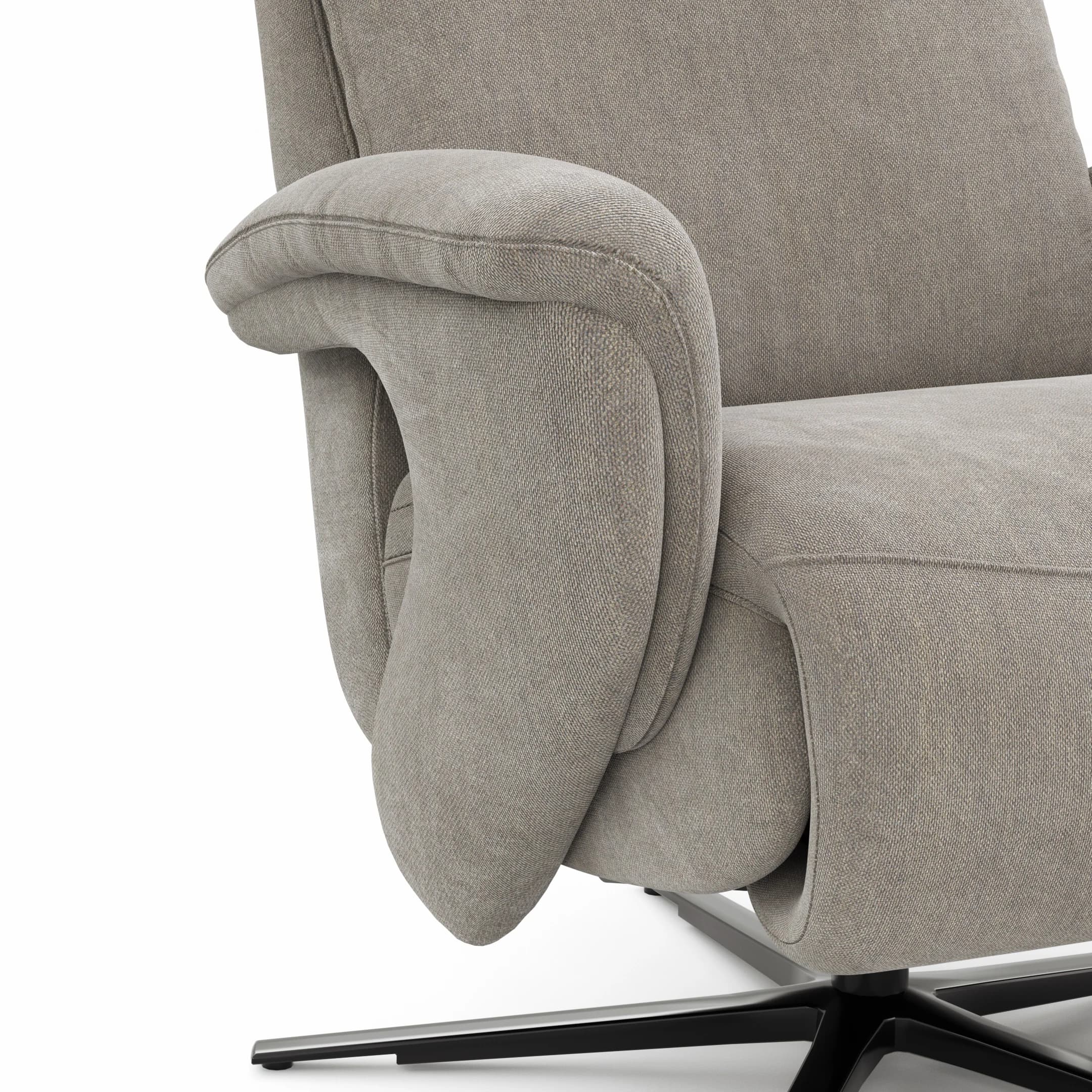 Sessel Tulsa Relax - Größe L, inkl. Maxirücken und Kopf-/Fußteil/Rückenlehne verstellbar, Stoff, Graubeige