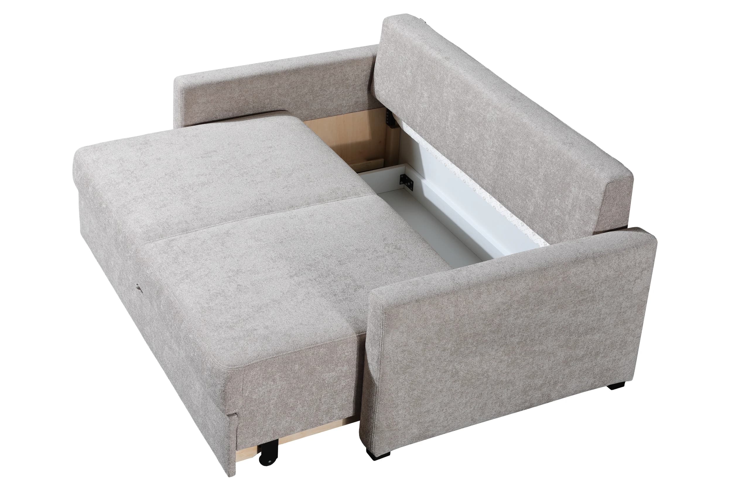 Sofa - 2-Sitzer, Schlaffunktion mit Bettkasten, Stoff, Cappuccino