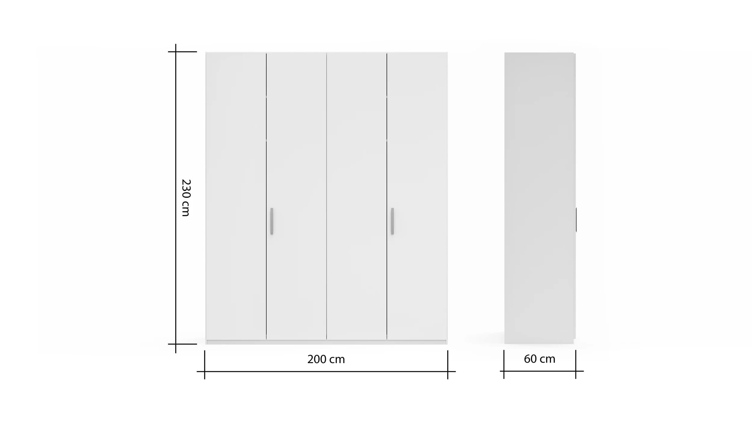Drehtürenschrank Viana - B. ca. 200 cm, Lack, Weiß