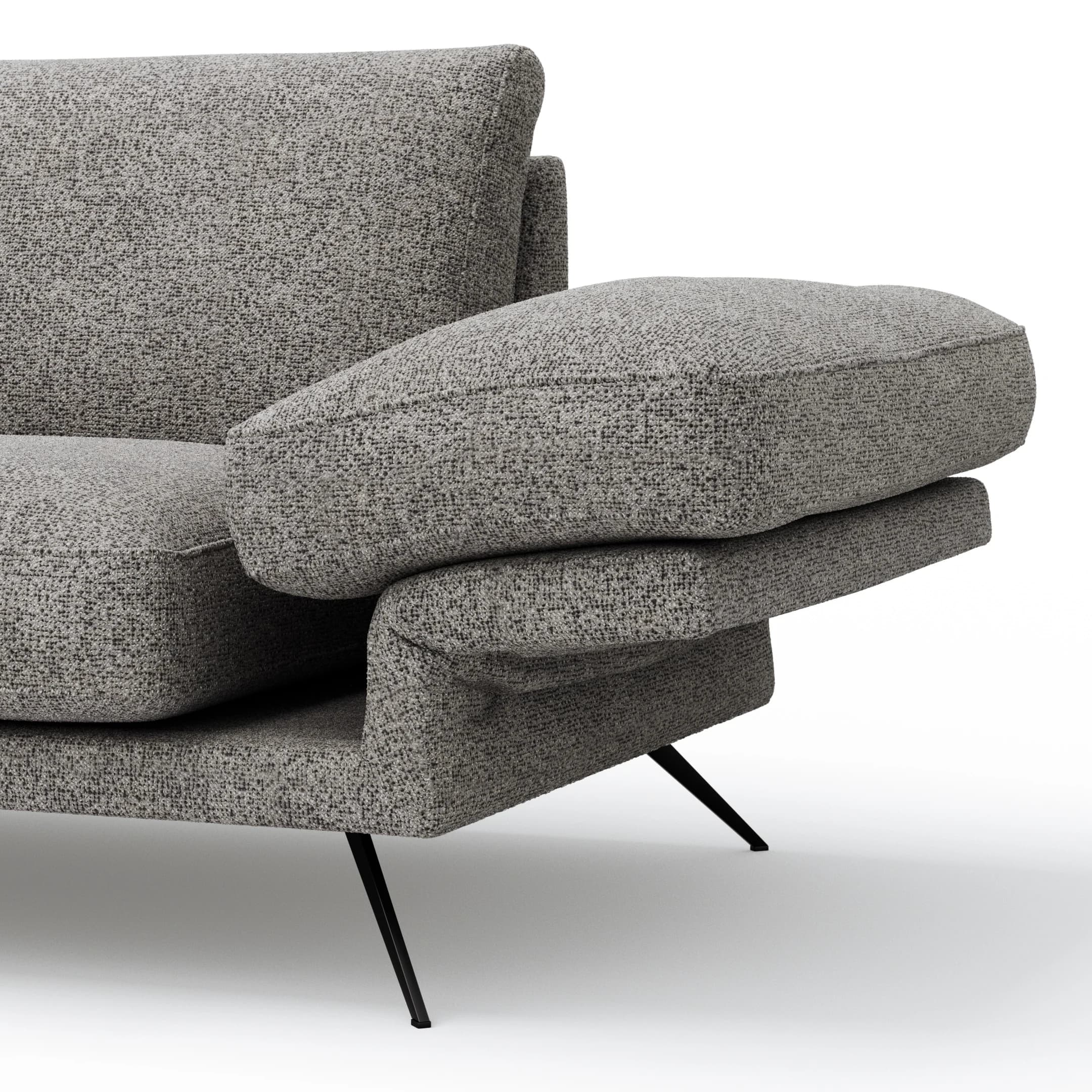 Ecksofa Valdemoro - Longchair mit 2,5-Sitzer rechts inkl. Rückenlehne verstellbar, Stoff, Grau
