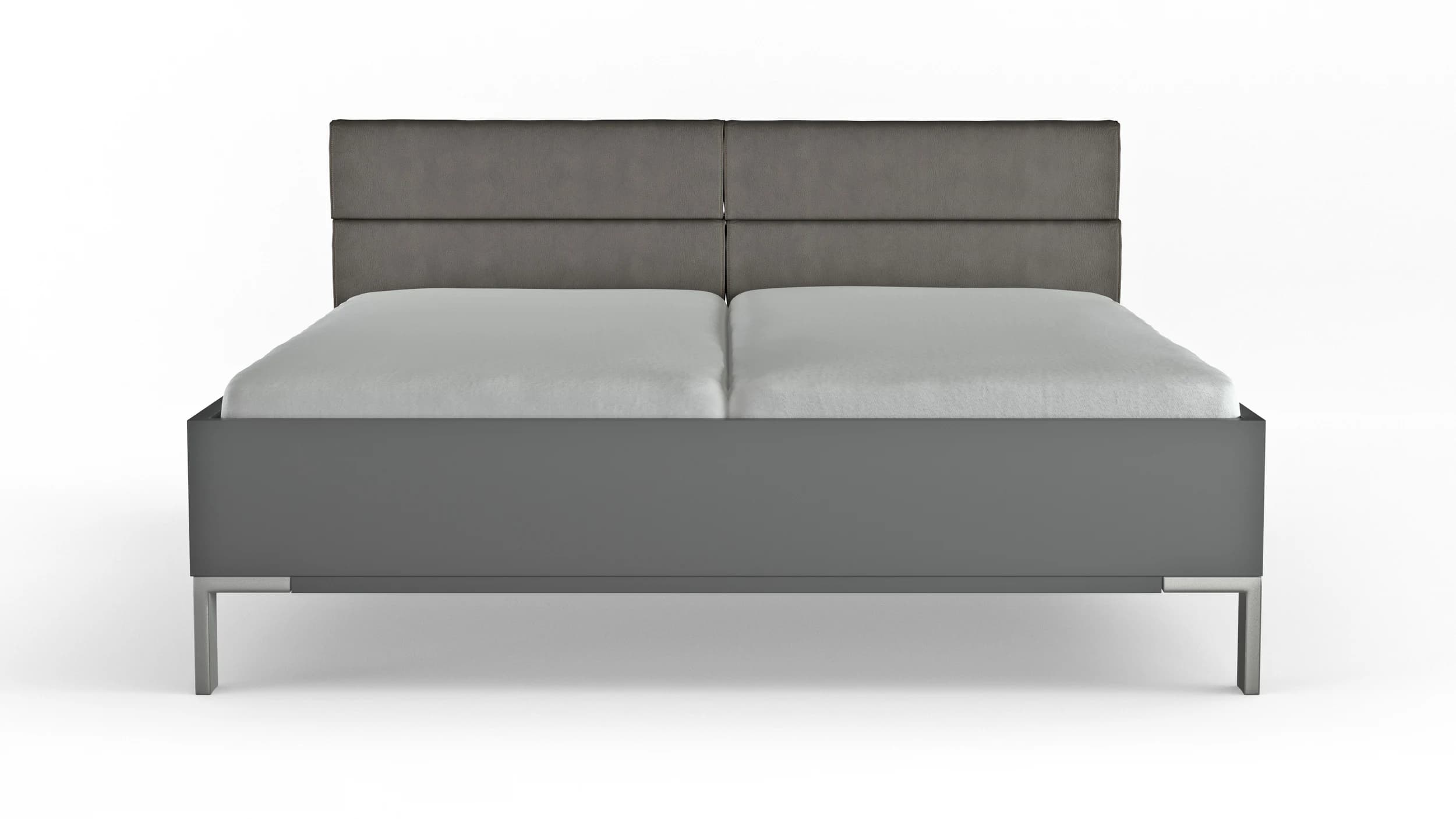 Bett Viana - Liegefläche ca. 180x200 cm, Holzwerkstoff Dunkelgrau, Kunstleder Anthrazit