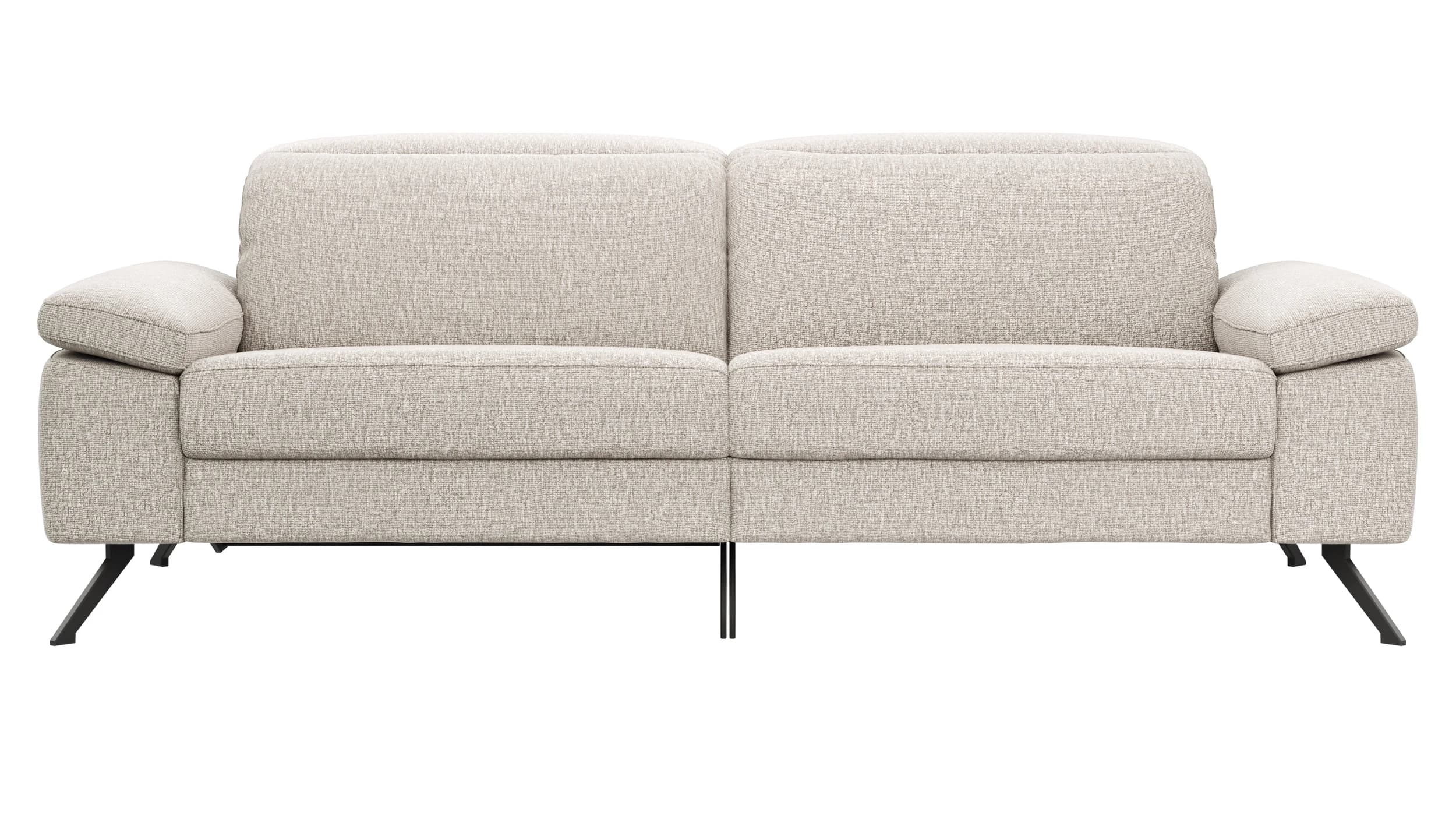 Sofa Rafaela 2.0 - 3-Sitzer inkl. 1x Relaxfunktion und Kopfteile verstellbar, Stoff, Champagner