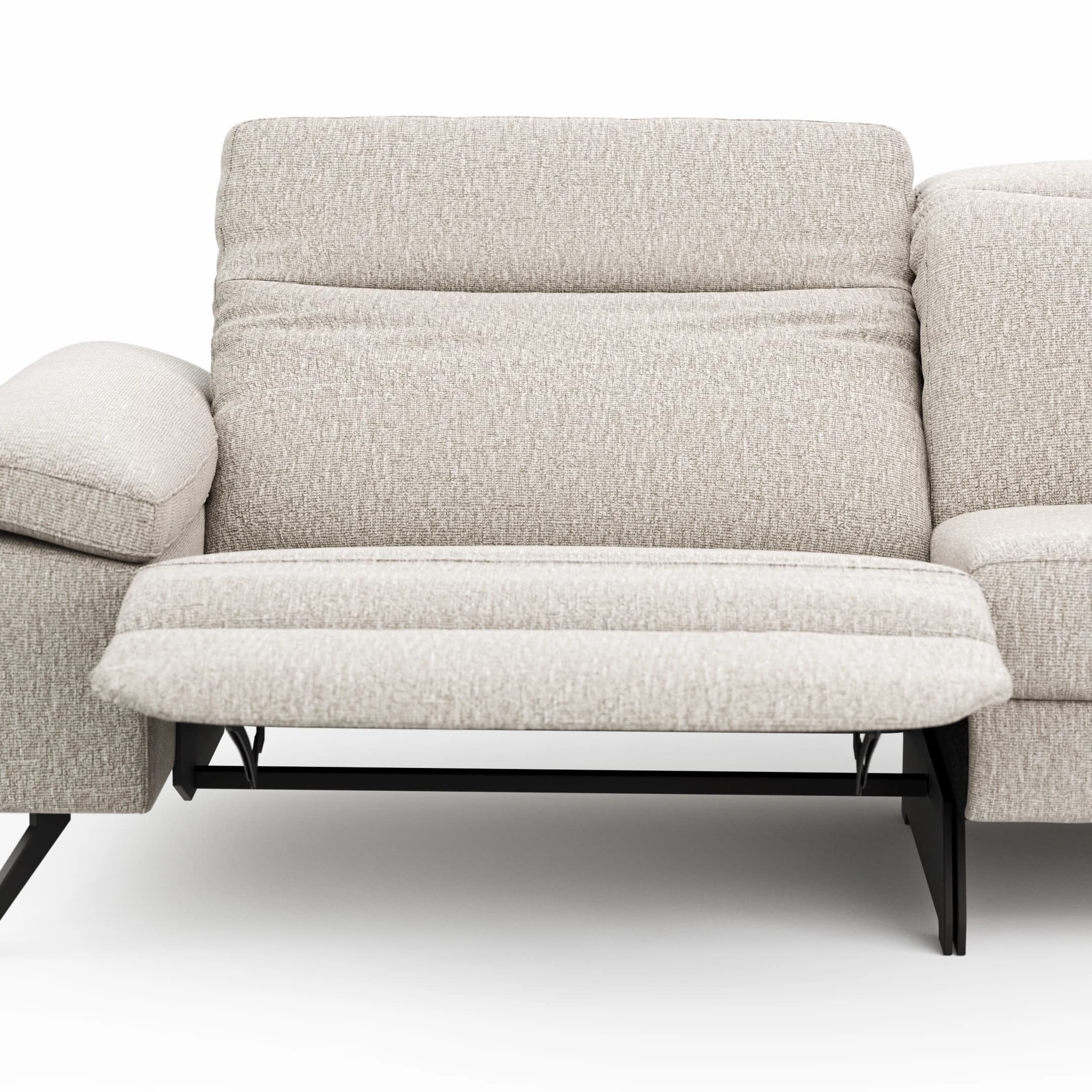 Sofa Rafaela 2.0 - 3-Sitzer inkl. 1x Relaxfunktion und Kopfteile verstellbar, Stoff, Champagner