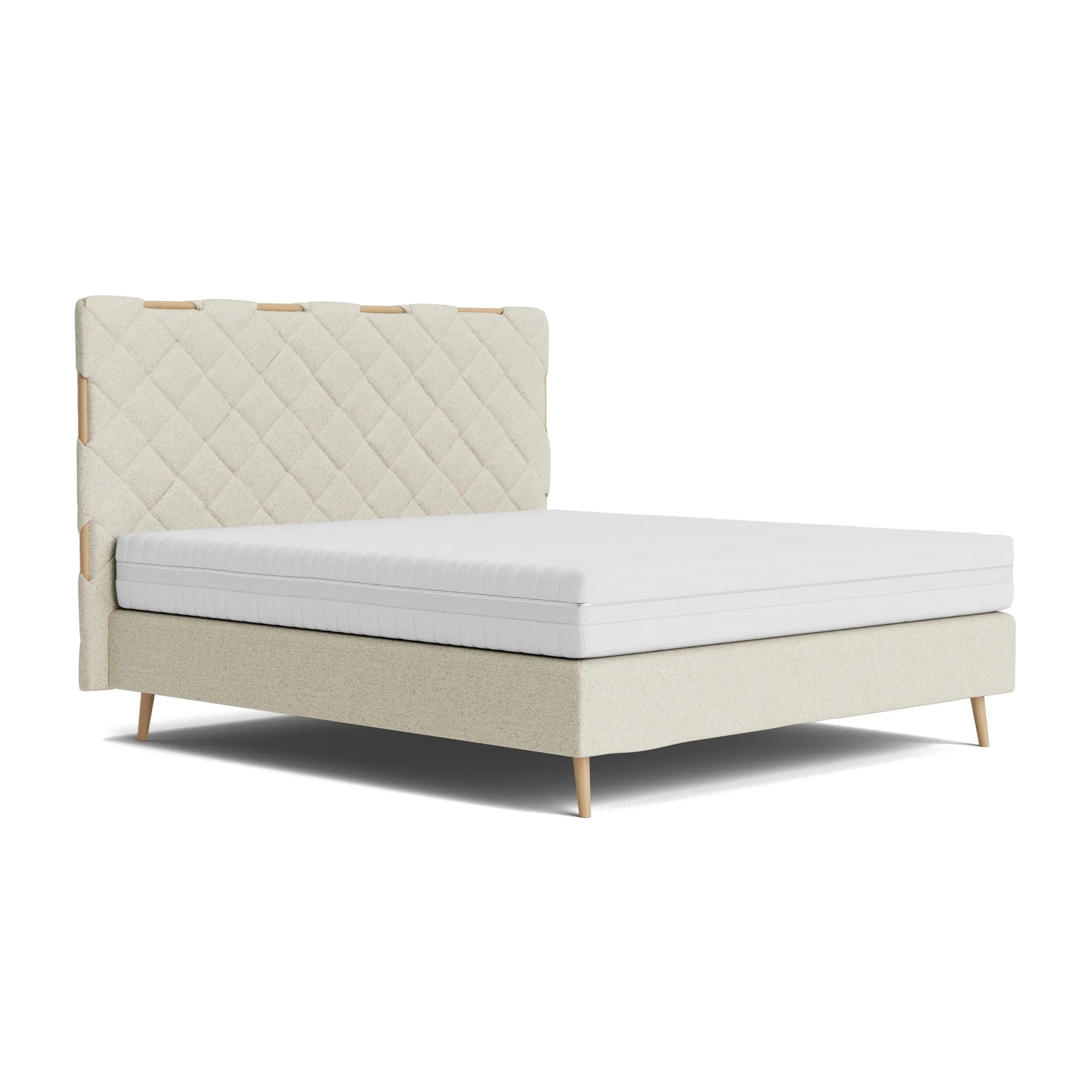 Boxspringbett Soria - Liegefläche ca. 180x200 cm, Stoff, Ecru