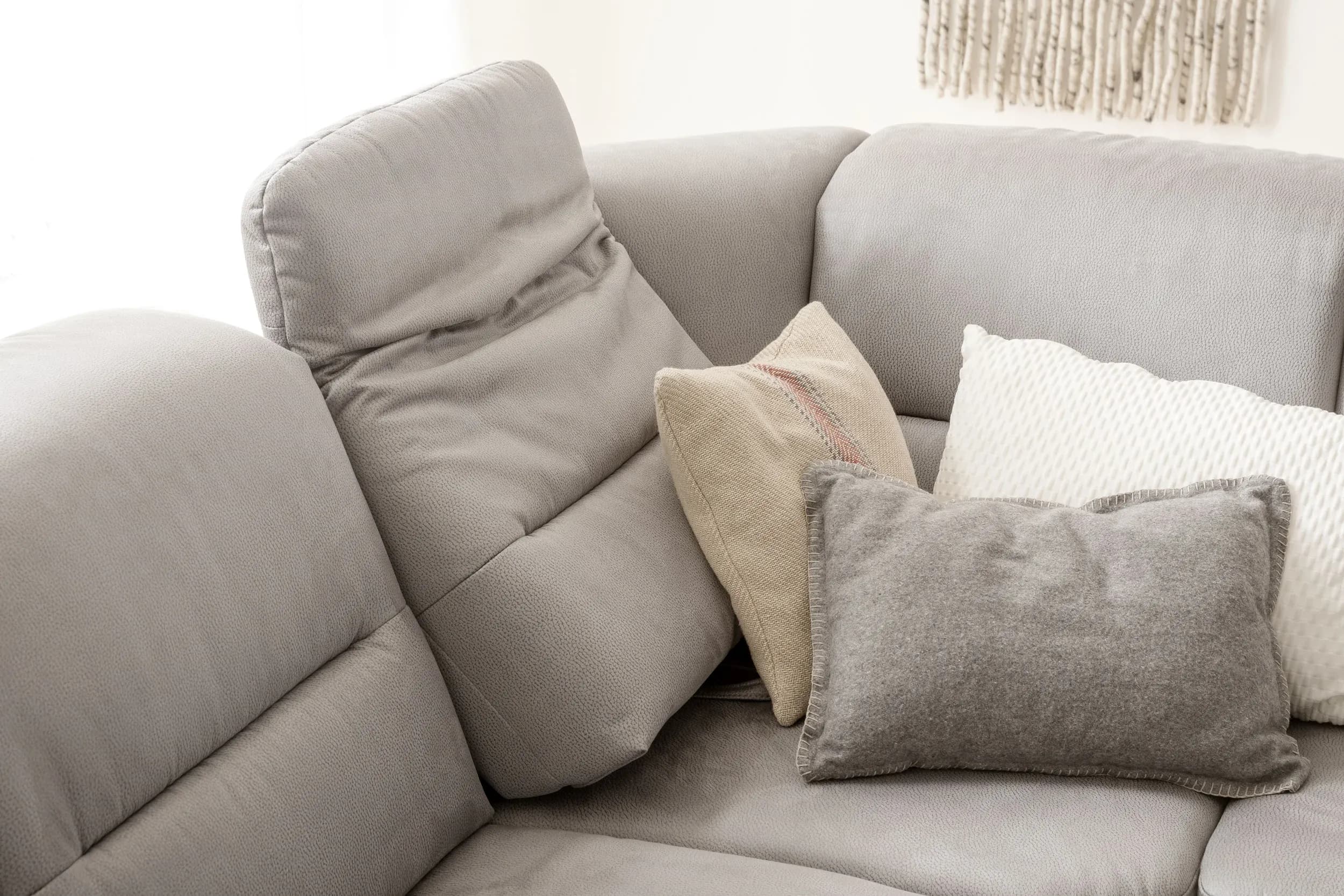 Ecksofa -3-Sitzer mit Ecke rechts, Vorziehfunktion/Relaxrücken, Stoff, Mandel