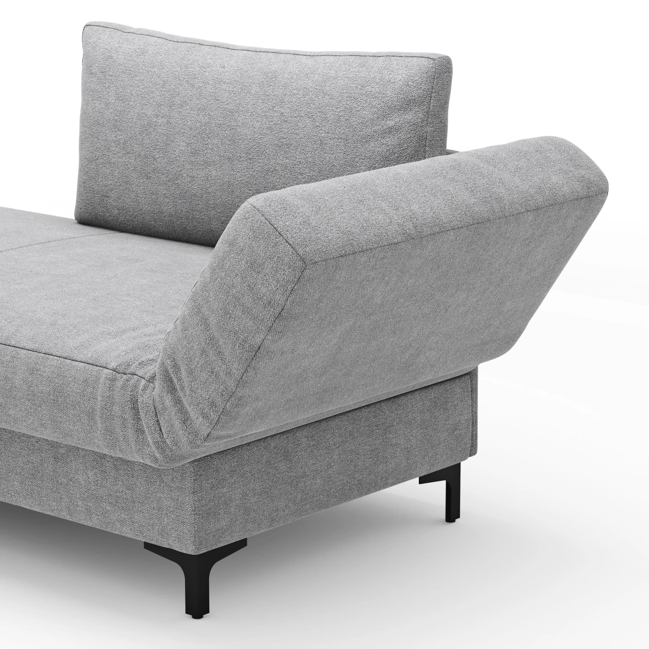 Schlafsofa Verano - Ausrichtung rechts inkl. Schlaffunktion und Bettkasten, Stoff, Hellgrau