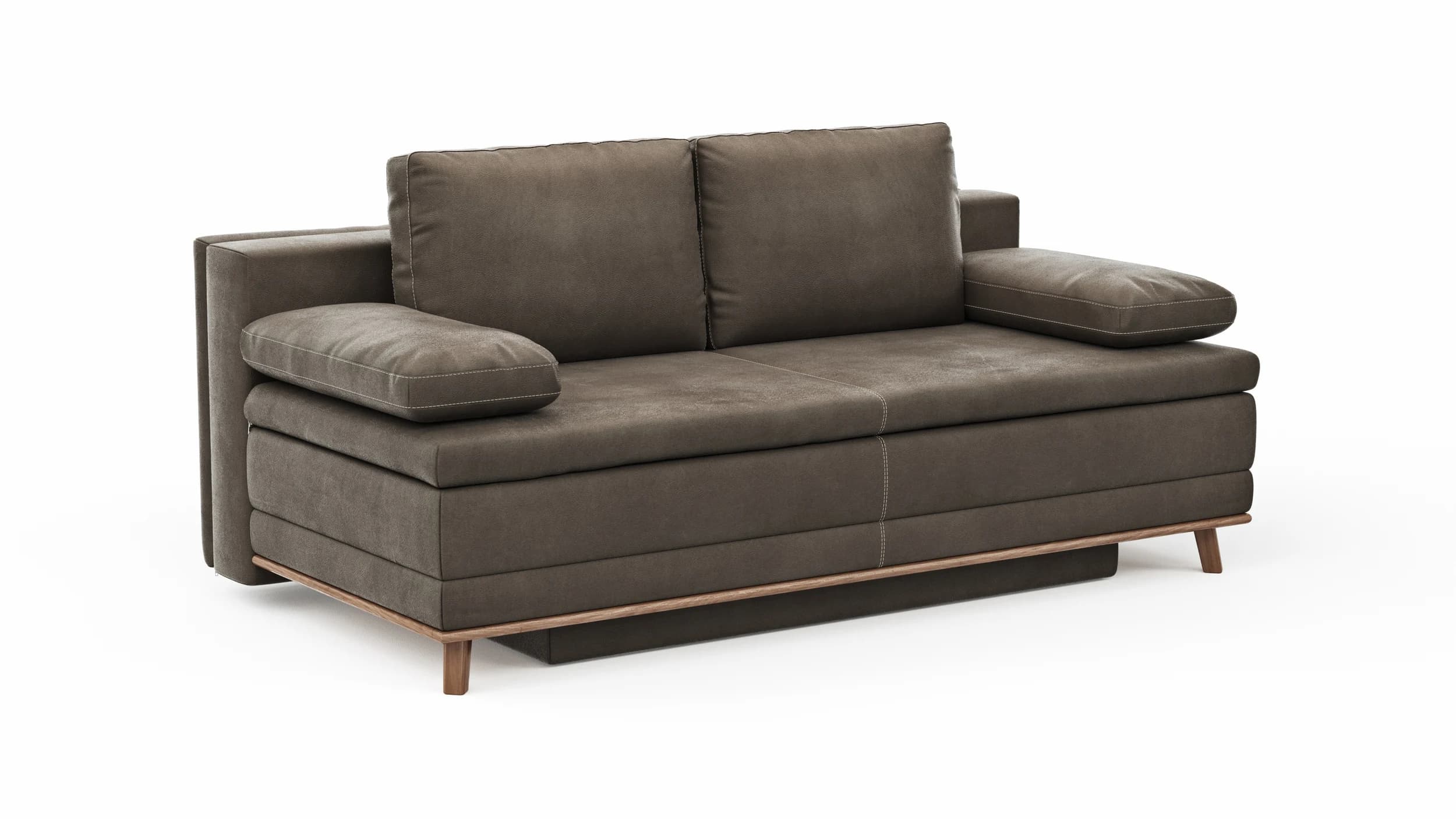 Sofa Lakeville 2 - 2-Sitzer inkl. Schlaffunktion mit Bettkasten, Stoff, Braun