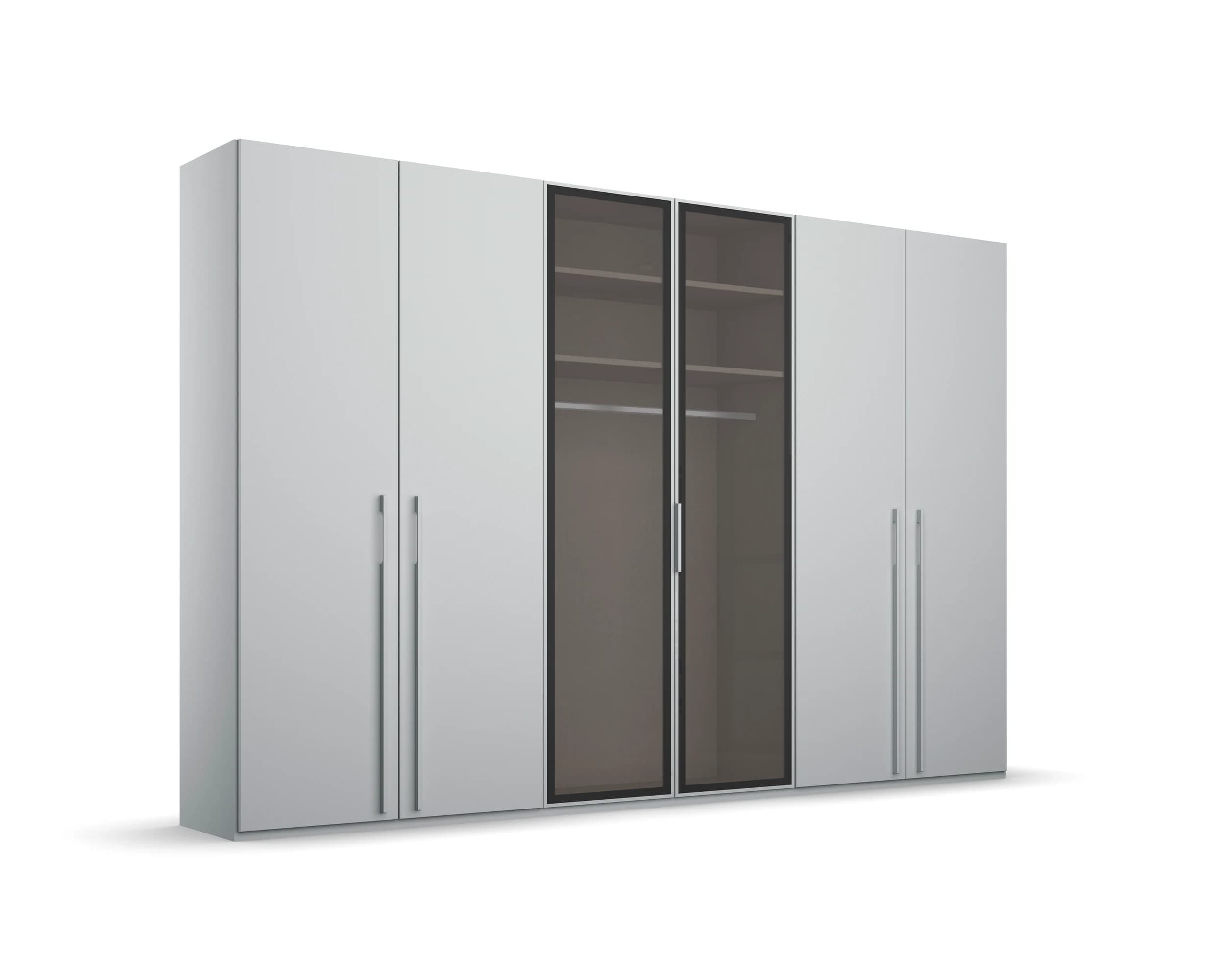 Drehtürenschrank - mit Glasrahmentüren, B. ca. 301 cm, Seidengrau