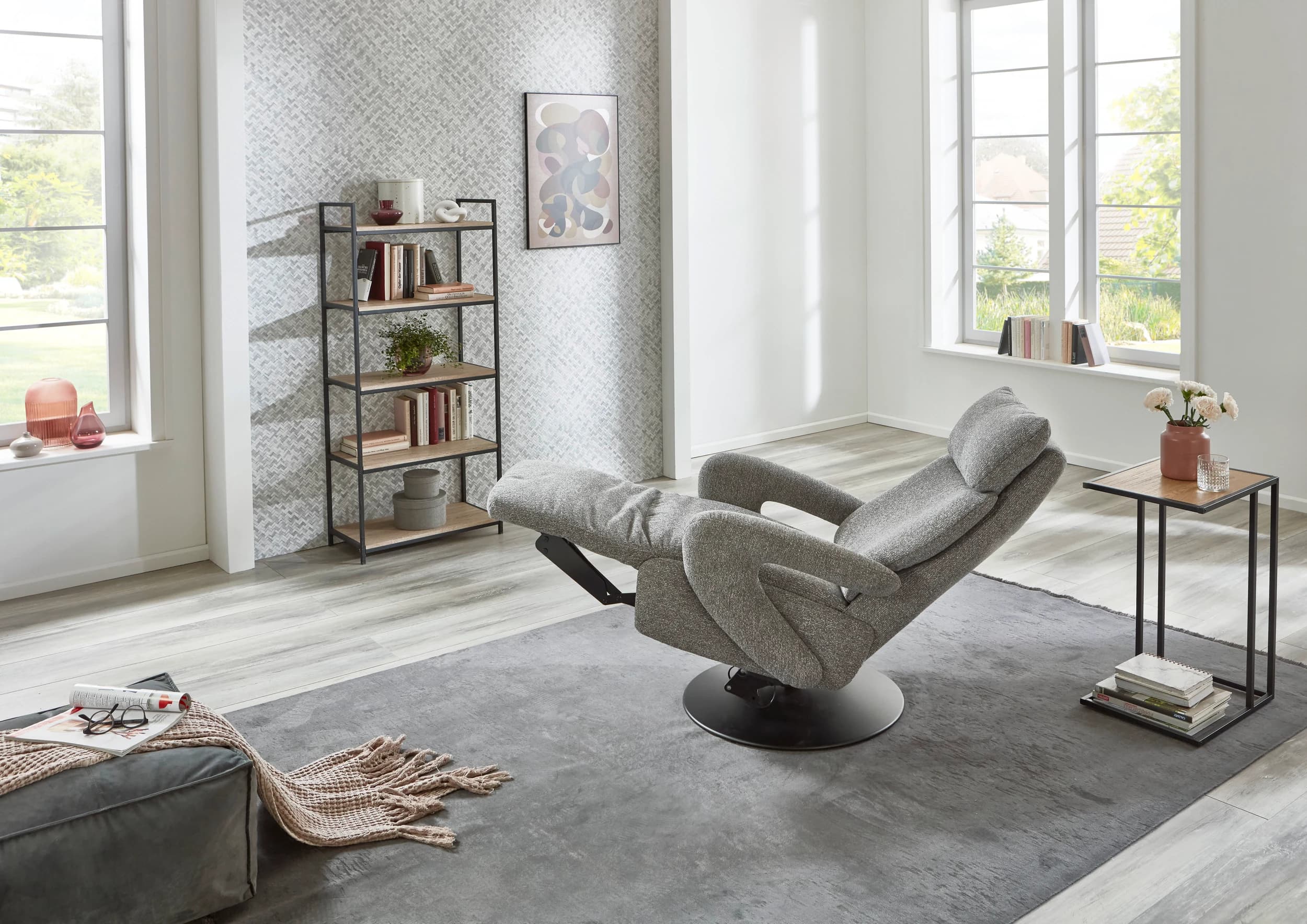 Sessel - Größe XS, Relaxfunktion, Stoff, Grau