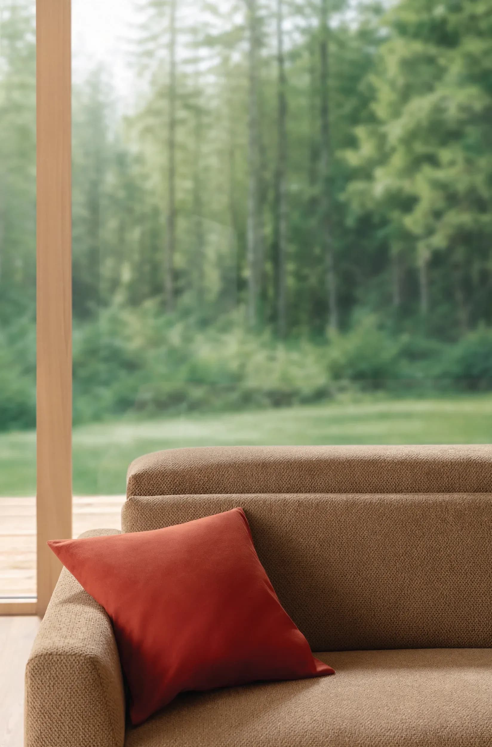 Sofa Braska - 1,75-Sitzer mit Longchair rechts, inkl. Relaxfunktion (motorisch) und Kopfstütze verstellbar, Stoff, Rauchbraun