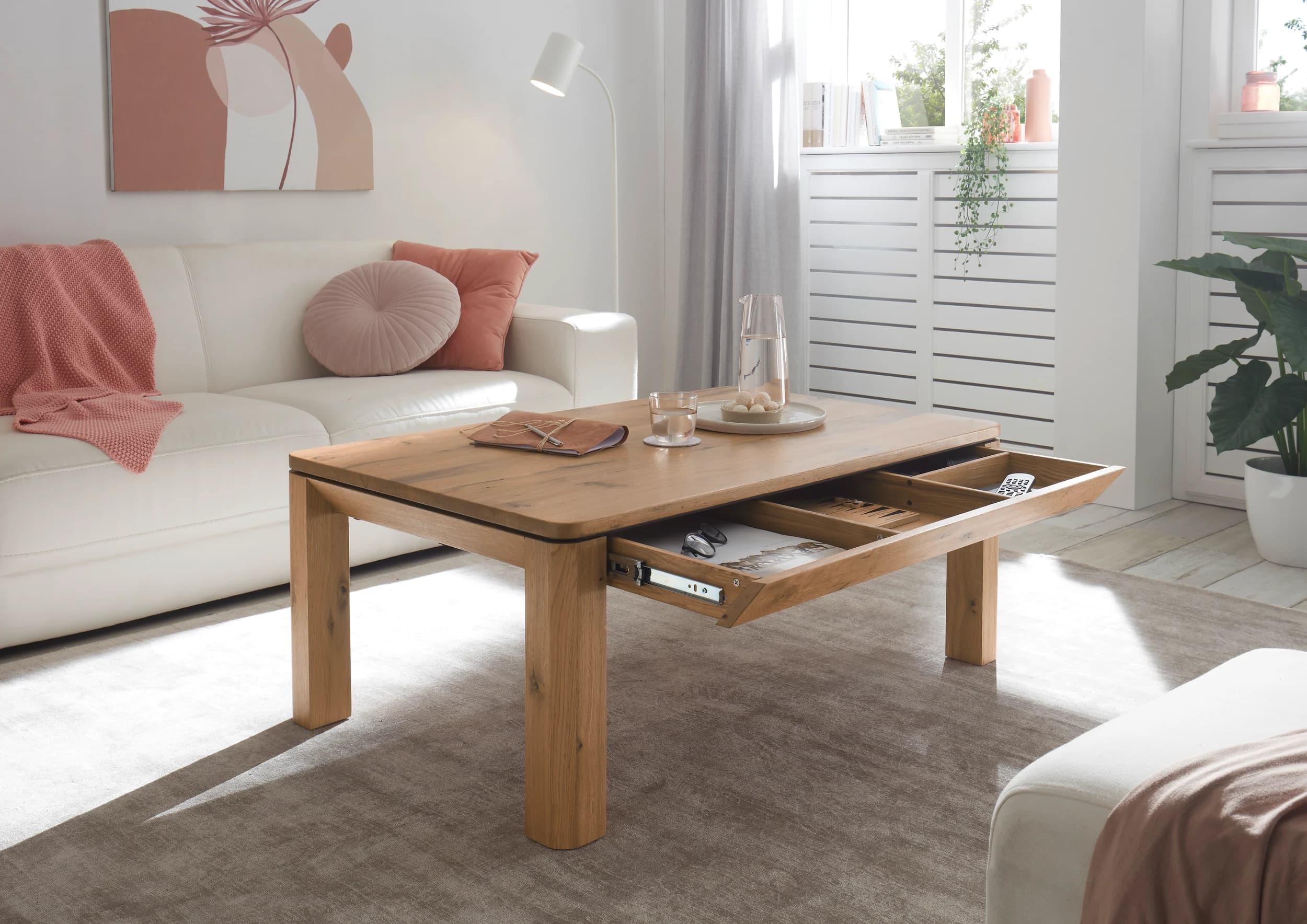 Couchtisch - Schublade, LBH ca. 110x70x45 cm, Eiche furniert