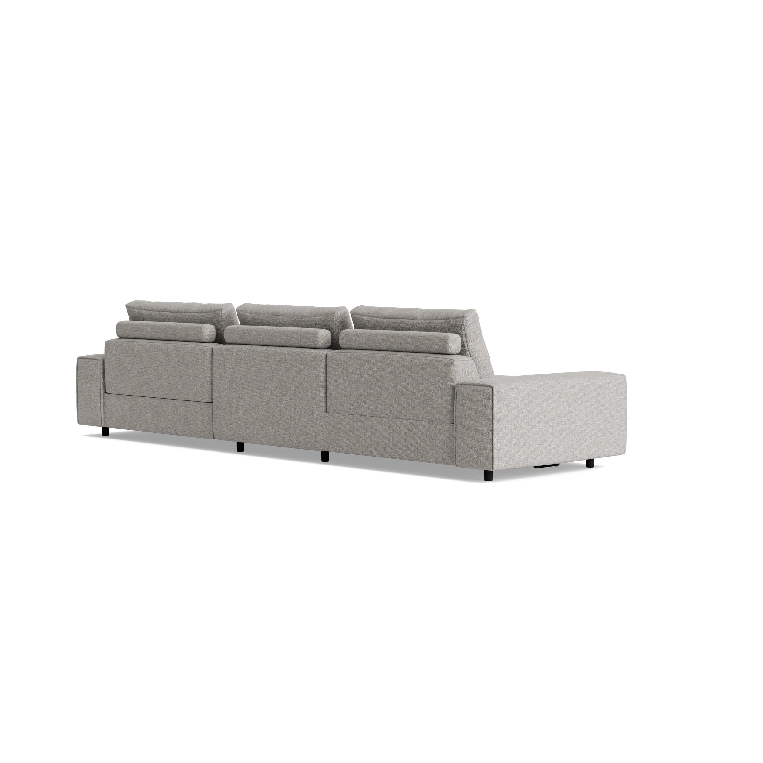 Ecksofa Serava - 2,5-Sitzer mit Longchair rechts, inkl. Relaxfunktion, Stoff, Grau